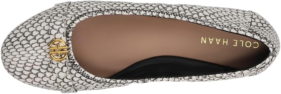 Cole Haan Tova Black White Snake Print Slip On Rounded Toe Classic Ballet Flats