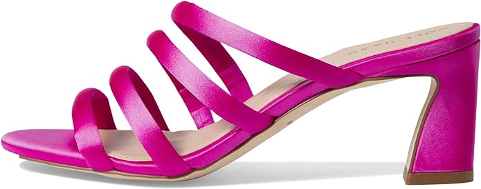 Cole Haan women's bright pink satin open toe slingback sandals with block heel.