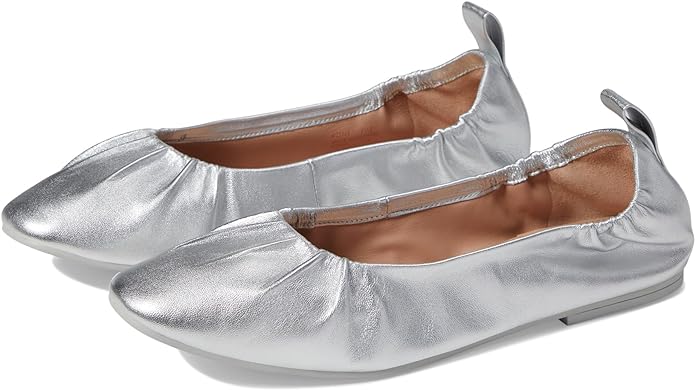 Cole Haan York ballet flats soft silver metallic leather rounded toe slip on.