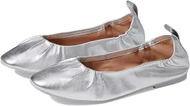 Cole Haan York ballet flats soft silver metallic leather rounded toe slip on.