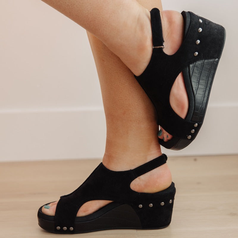 Corky's black suede wedge sandals - Walk This Way