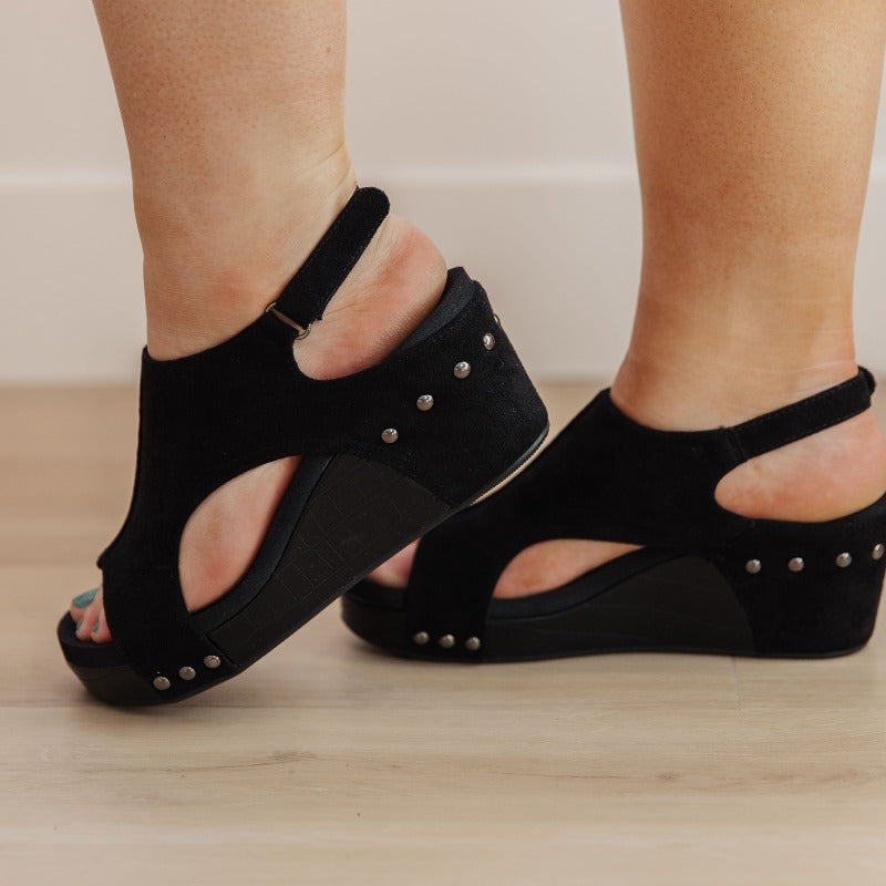 Corky's black suede wedge sandals - Walk This Way