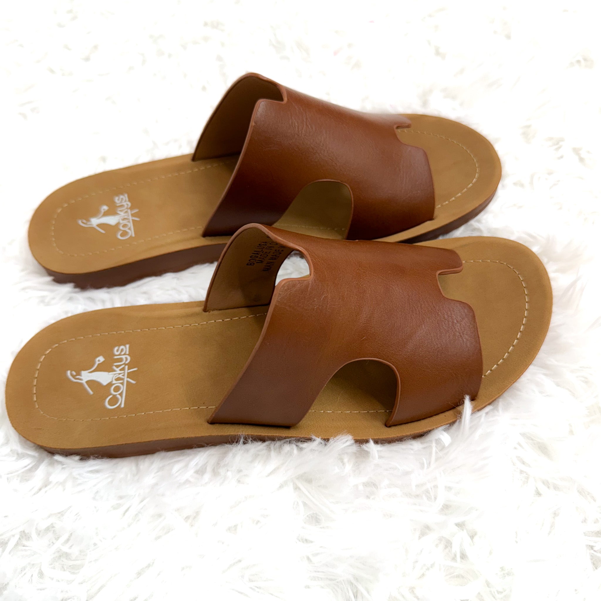 Corkys Bogalusa Cognac Faux Leather Sandals