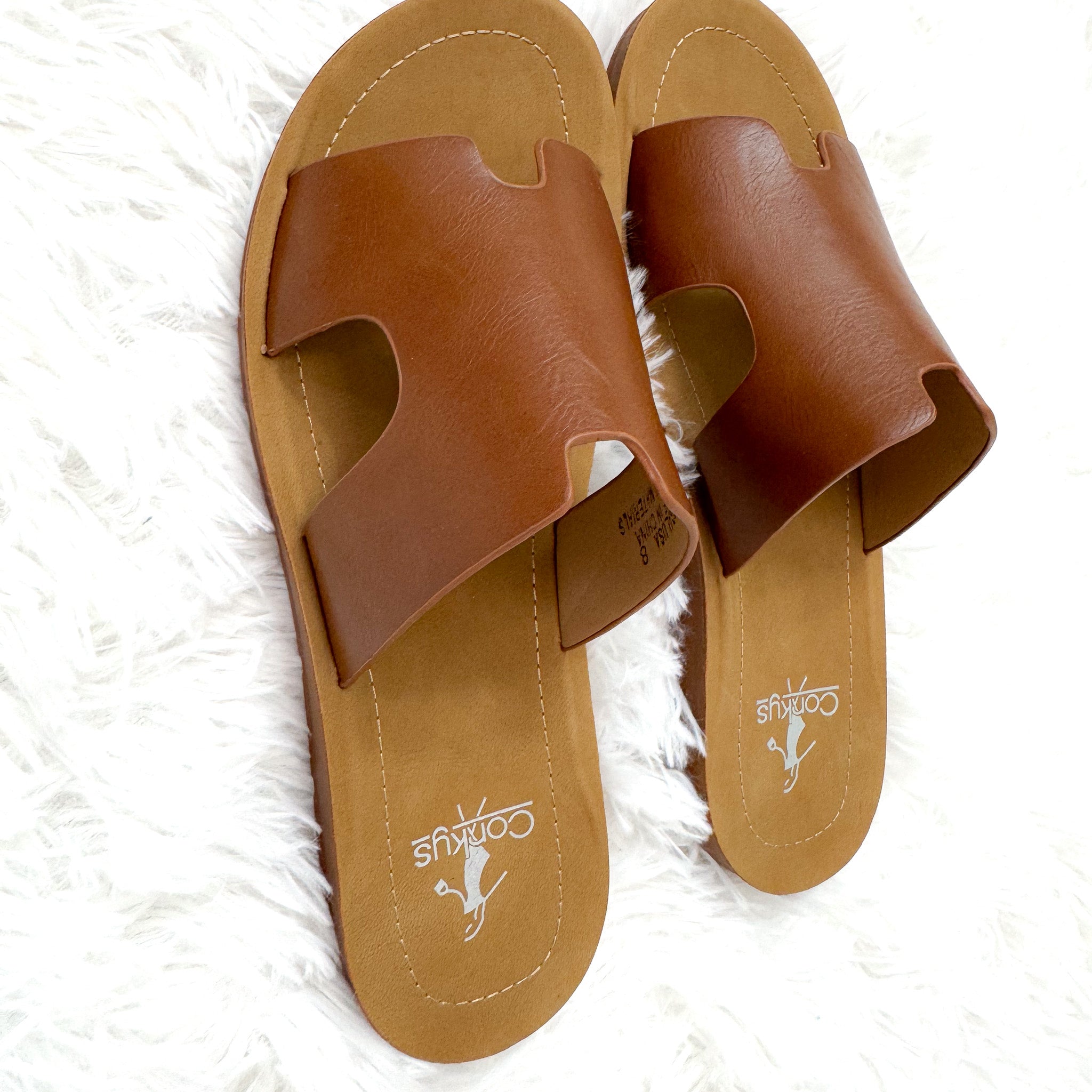 Corkys Bogalusa Cognac Faux Leather Sandals