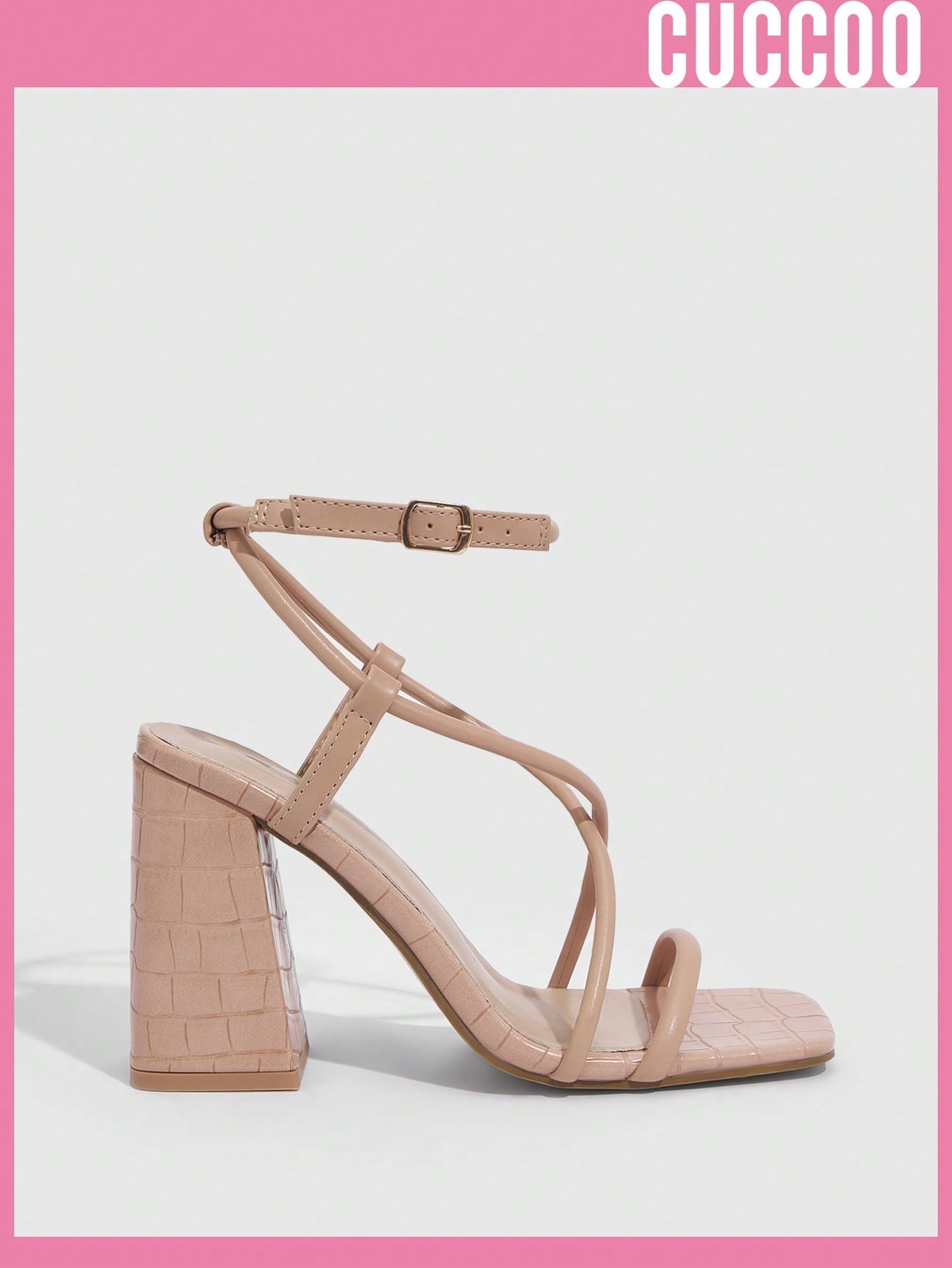 Crocodile Pattern Chunky Heel Sandals for Spring and Summer