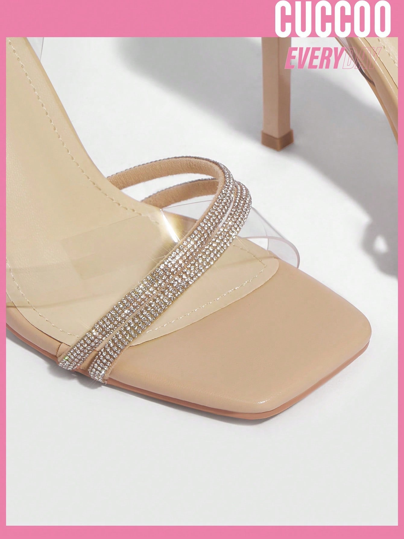 Cross Strap High Heel Sandals with Rhinestone Embellishment for Spring and Summer