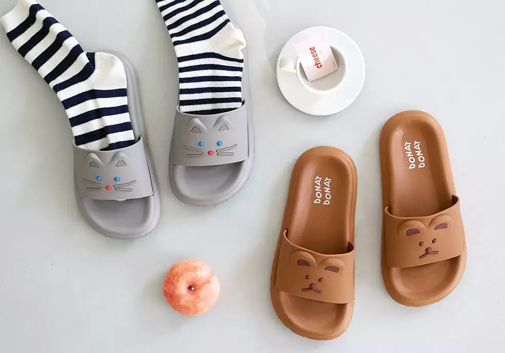 Cute Bear Cat Characters Cozy Slippers Women's Sandals Shoes Office School Home Bath Cushions EVA Sole Outdoor Indoor Non-slip