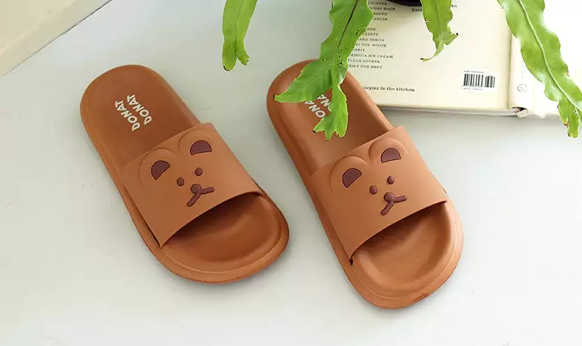 Cute Bear Cat Characters Cozy Slippers Women's Sandals Shoes Office School Home Bath Cushions EVA Sole Outdoor Indoor Non-slip