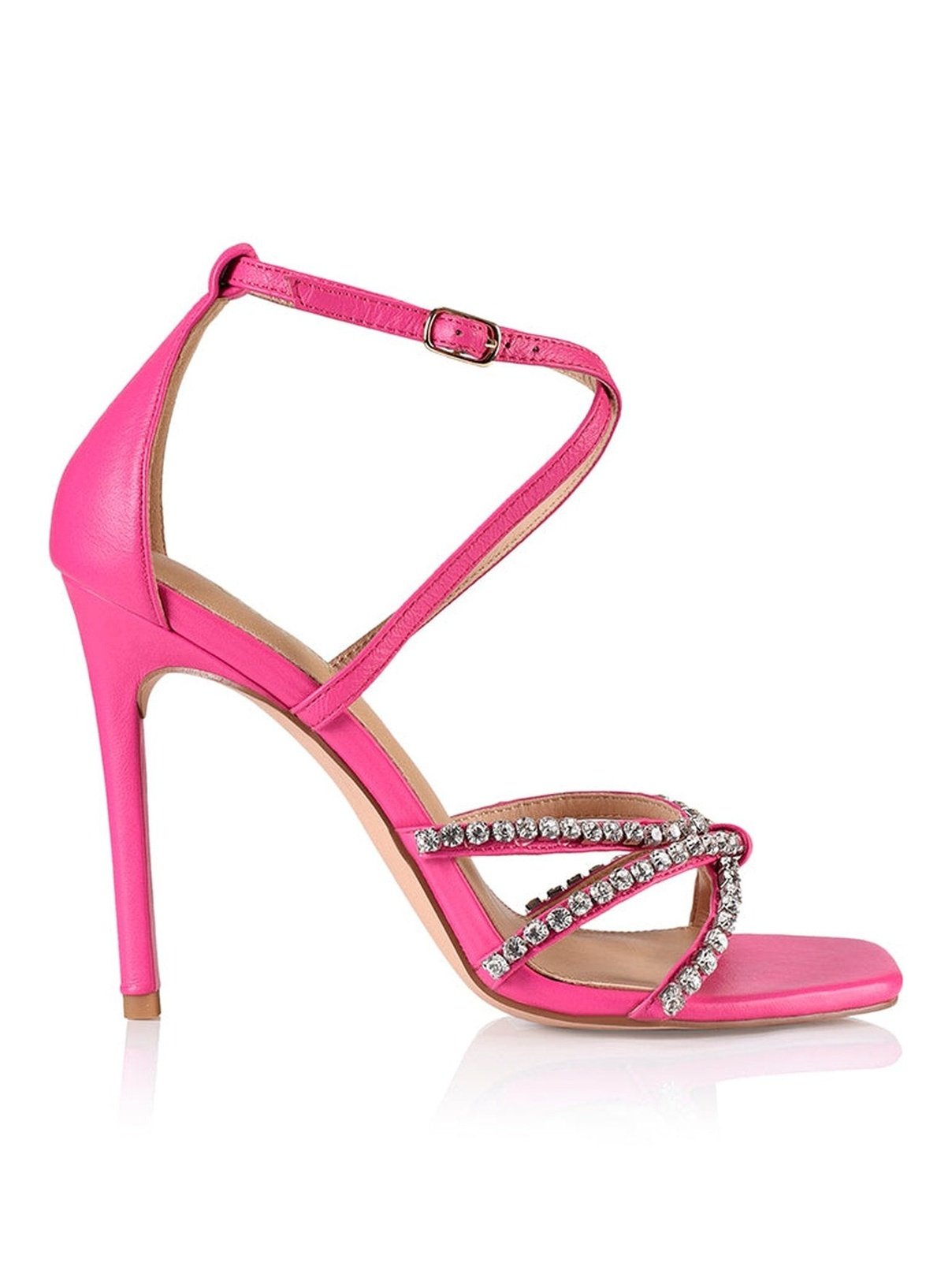 Dannie Stiletto Heels - Hot Pink Leather, high-quality, trendy pink stiletto heels.