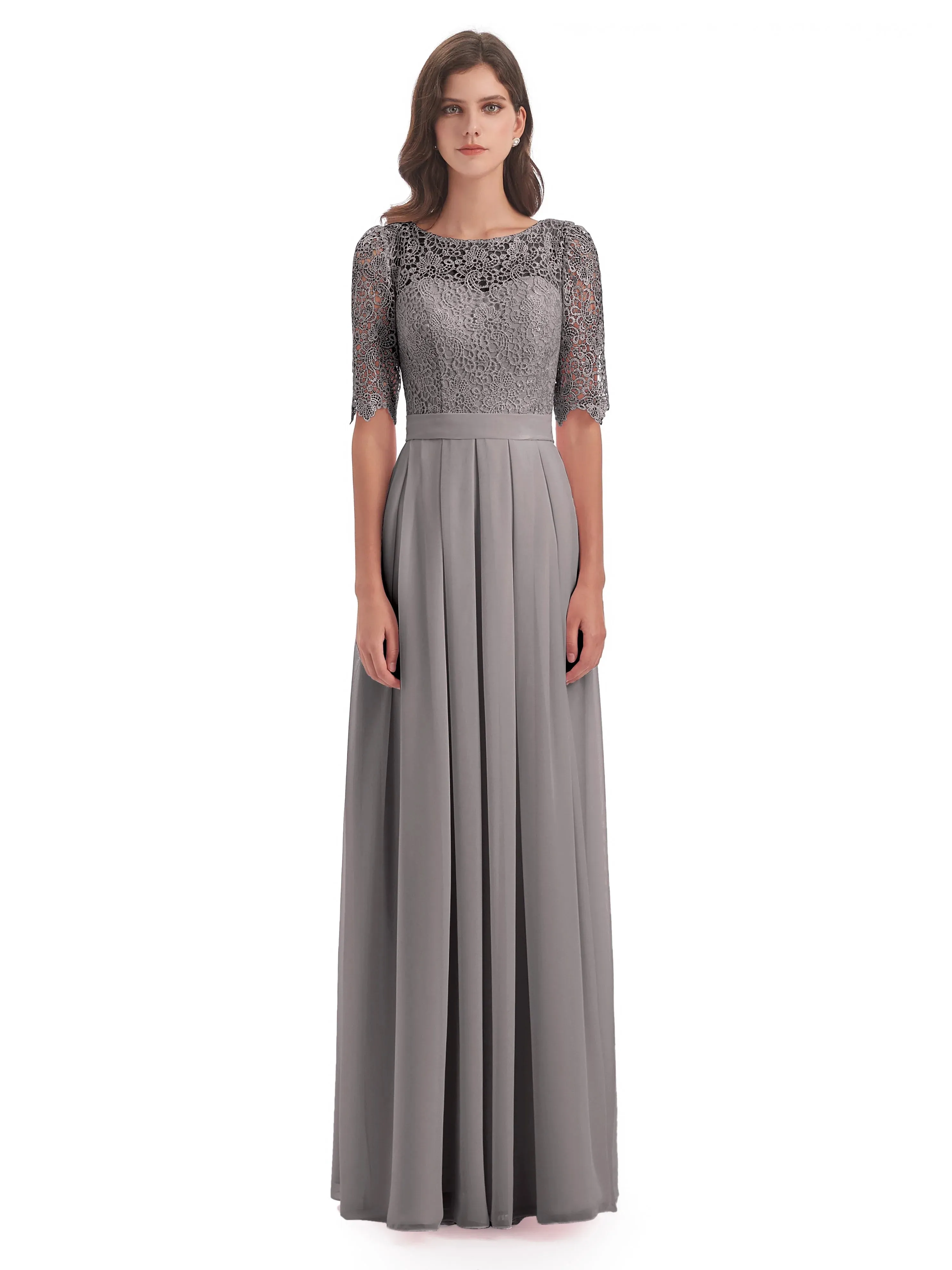 Lace Chiffon Half Sleeve Mother of the Bride Dress