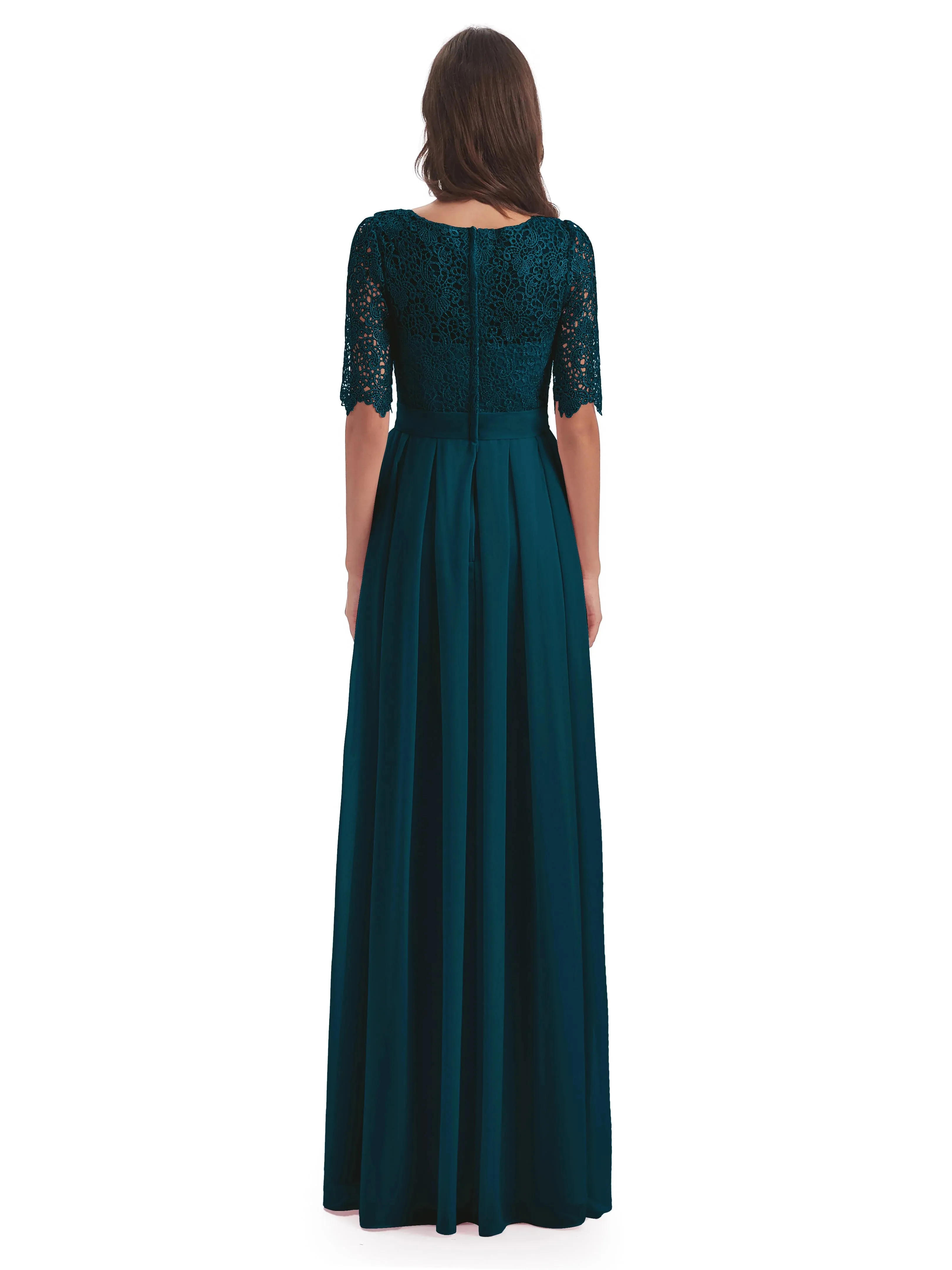 Lace Chiffon Half Sleeve Mother of the Bride Dress