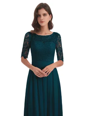 Lace Chiffon Half Sleeve Mother of the Bride Dress