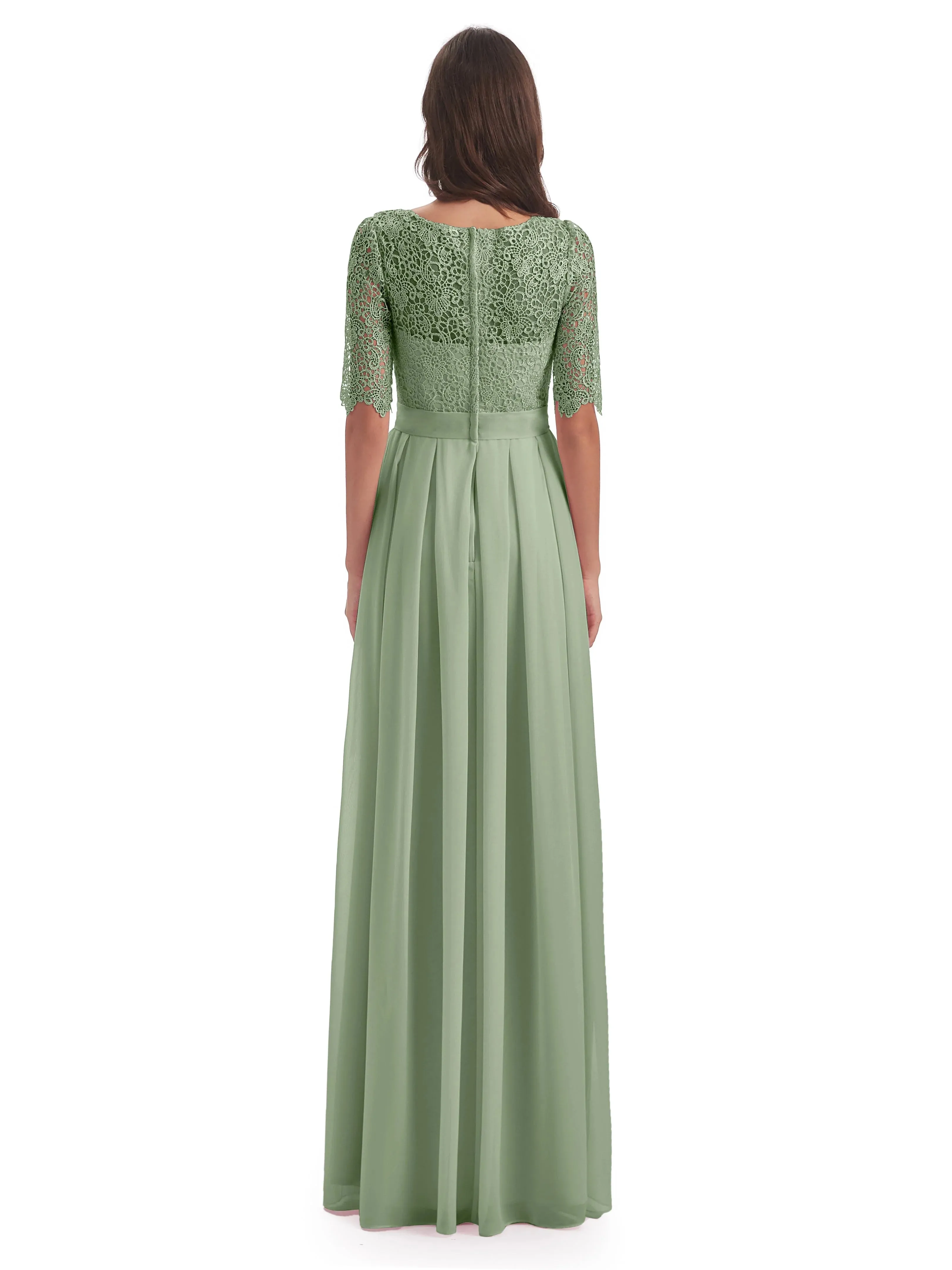 Lace Chiffon Half Sleeve Mother of the Bride Dress