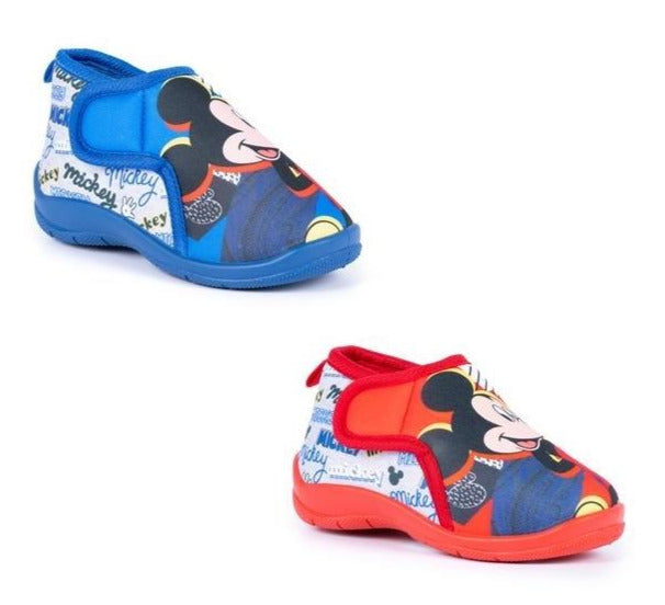 Disney Mickey Mouse Childrens Bedroom Slippers - Red Blue Girls Boys