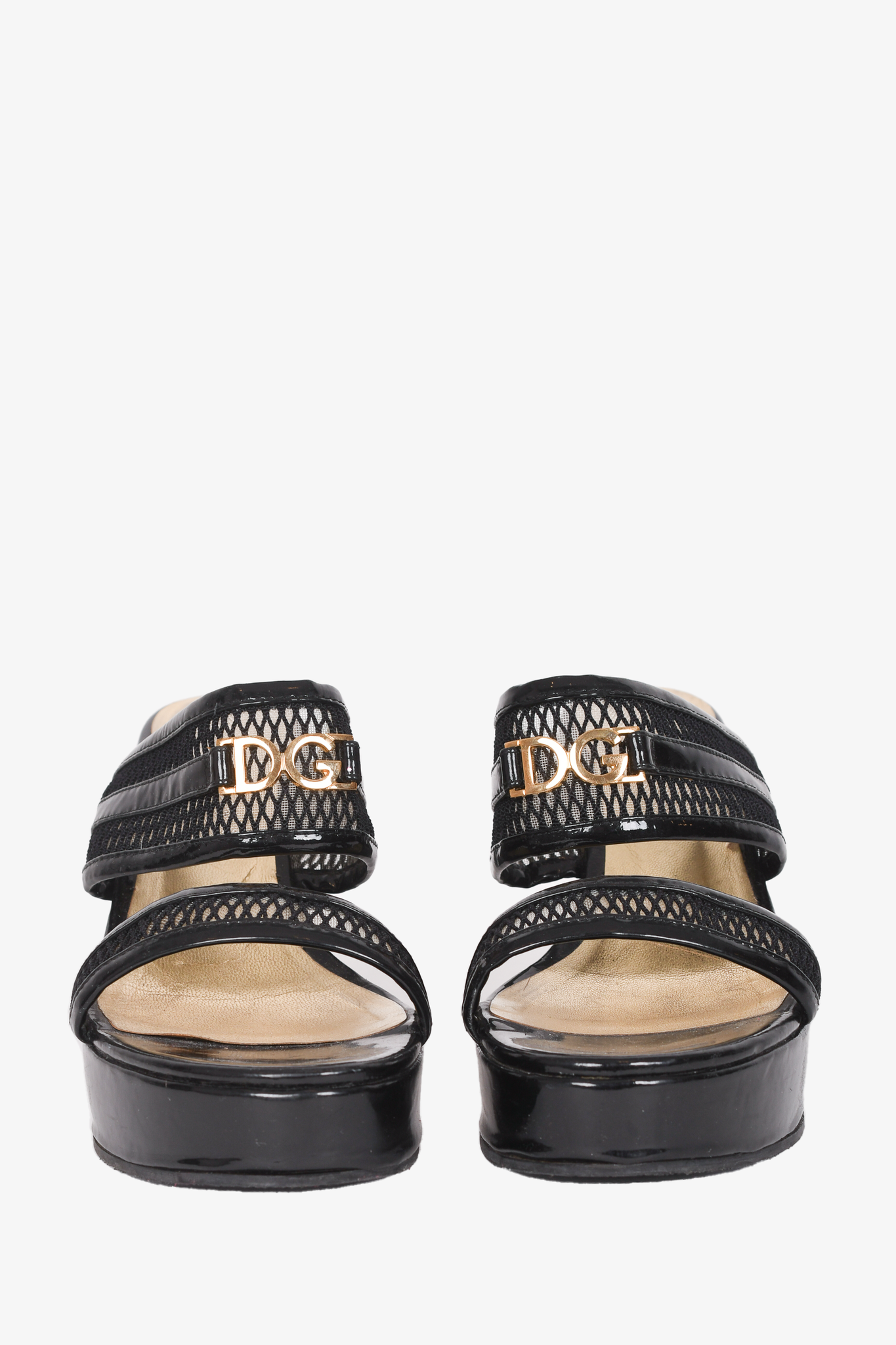 Dolce & Gabbana Black DG Wedge Sandals Size 40