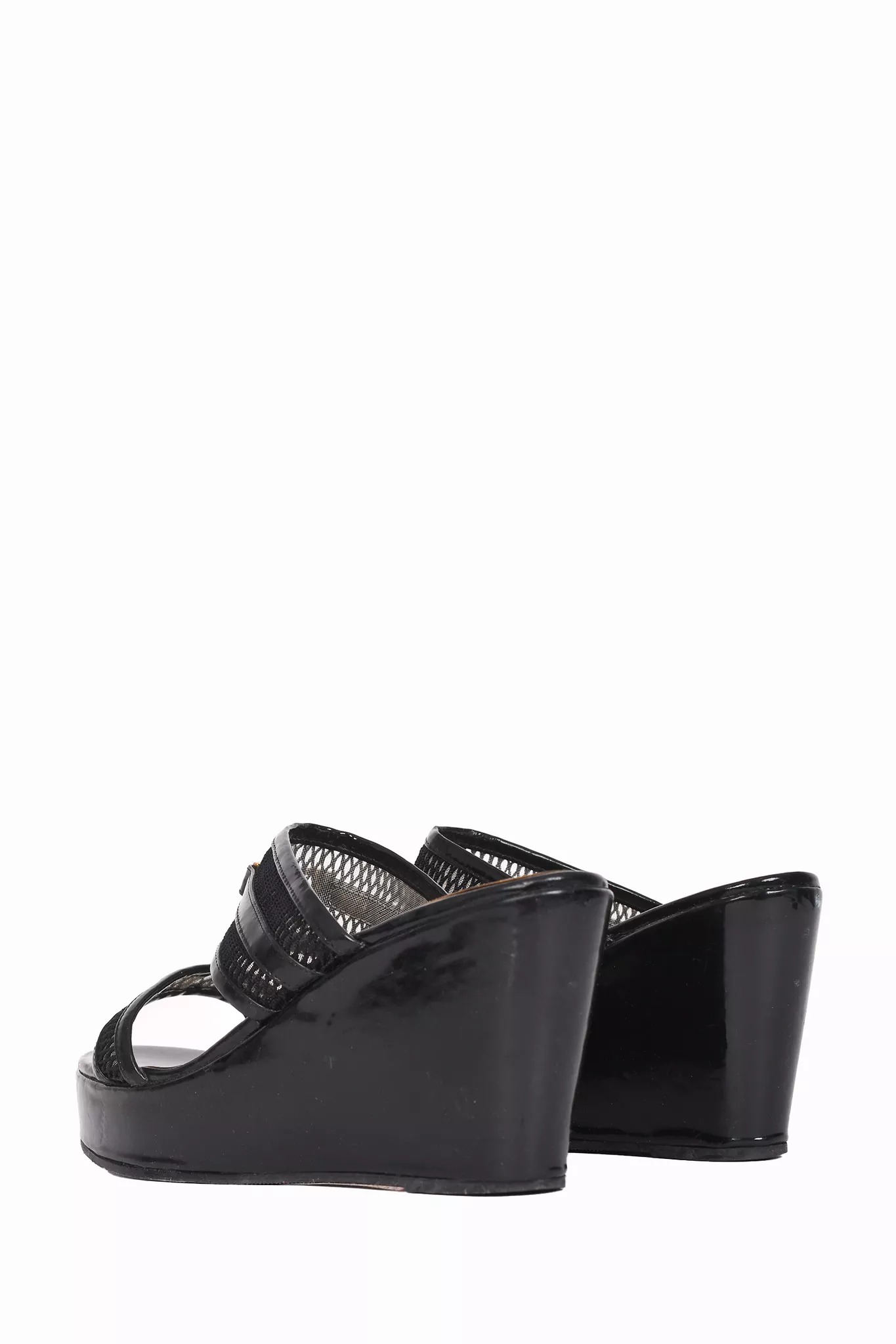 Dolce & Gabbana Black Double Strap Wedge Sandals - Size 40