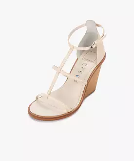 Dolce Vita Jeana Ivory Leather Open Toe Wedge Sandals