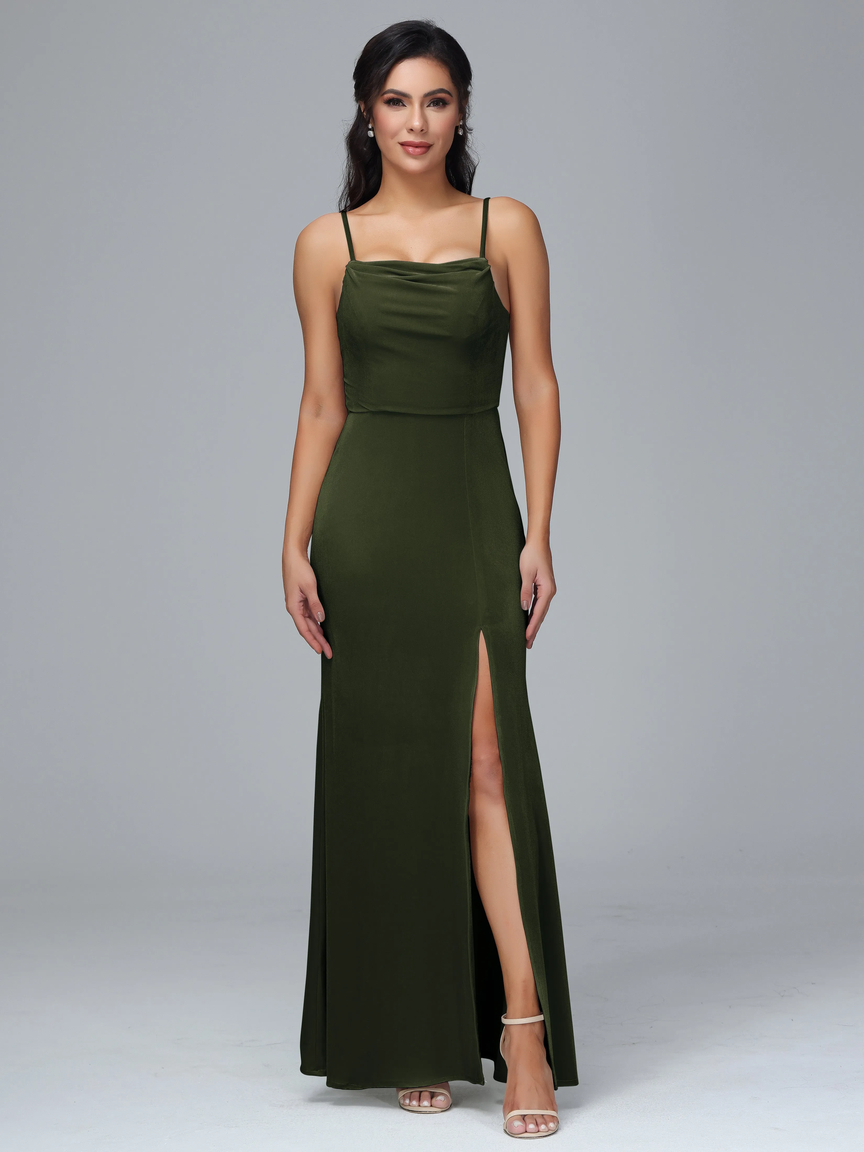 Floor-length Velvet Bridesmaid Dress Plus Size