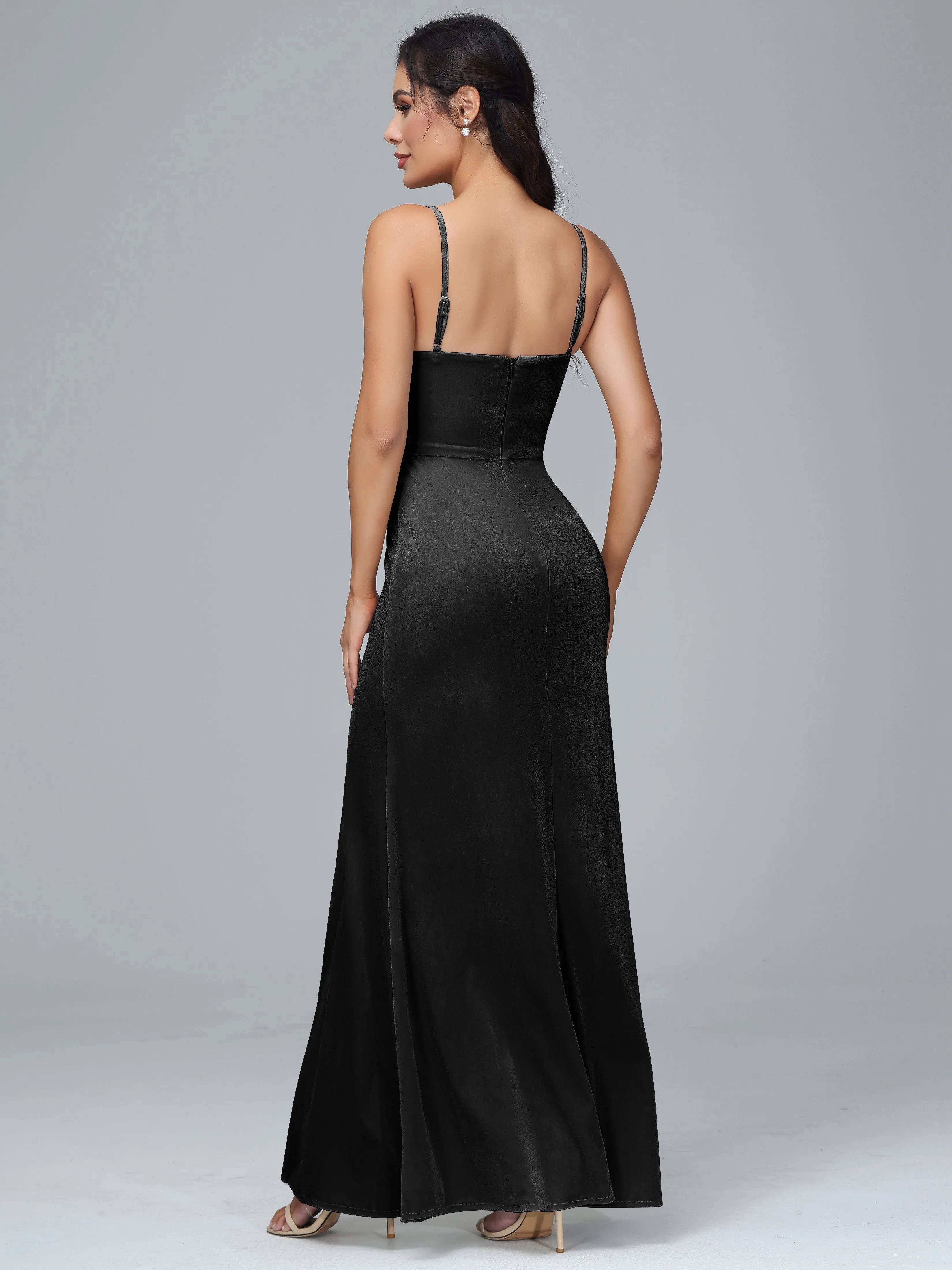 Floor-length Velvet Bridesmaid Dress Plus Size