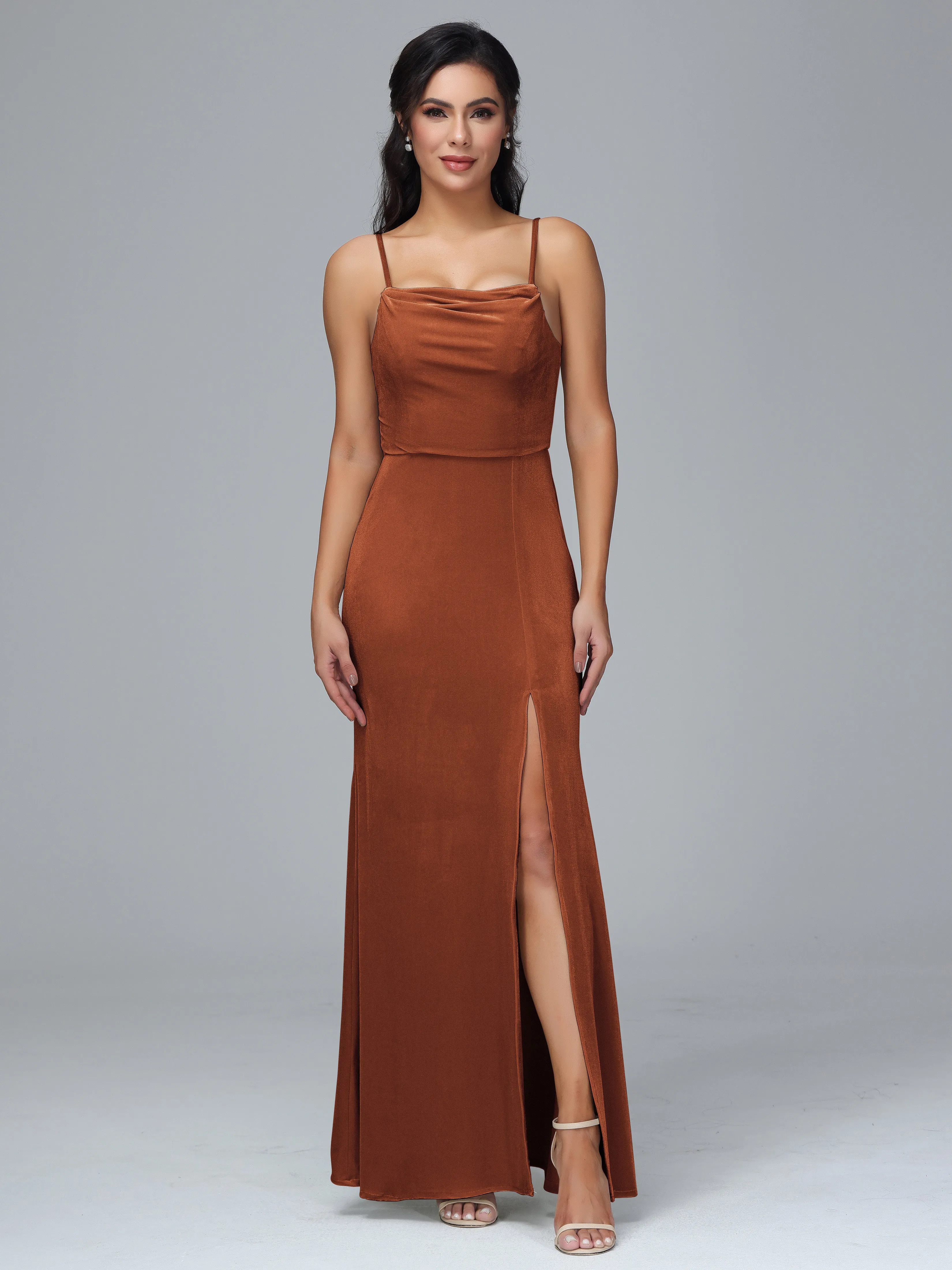 Floor-length Velvet Bridesmaid Dress Plus Size