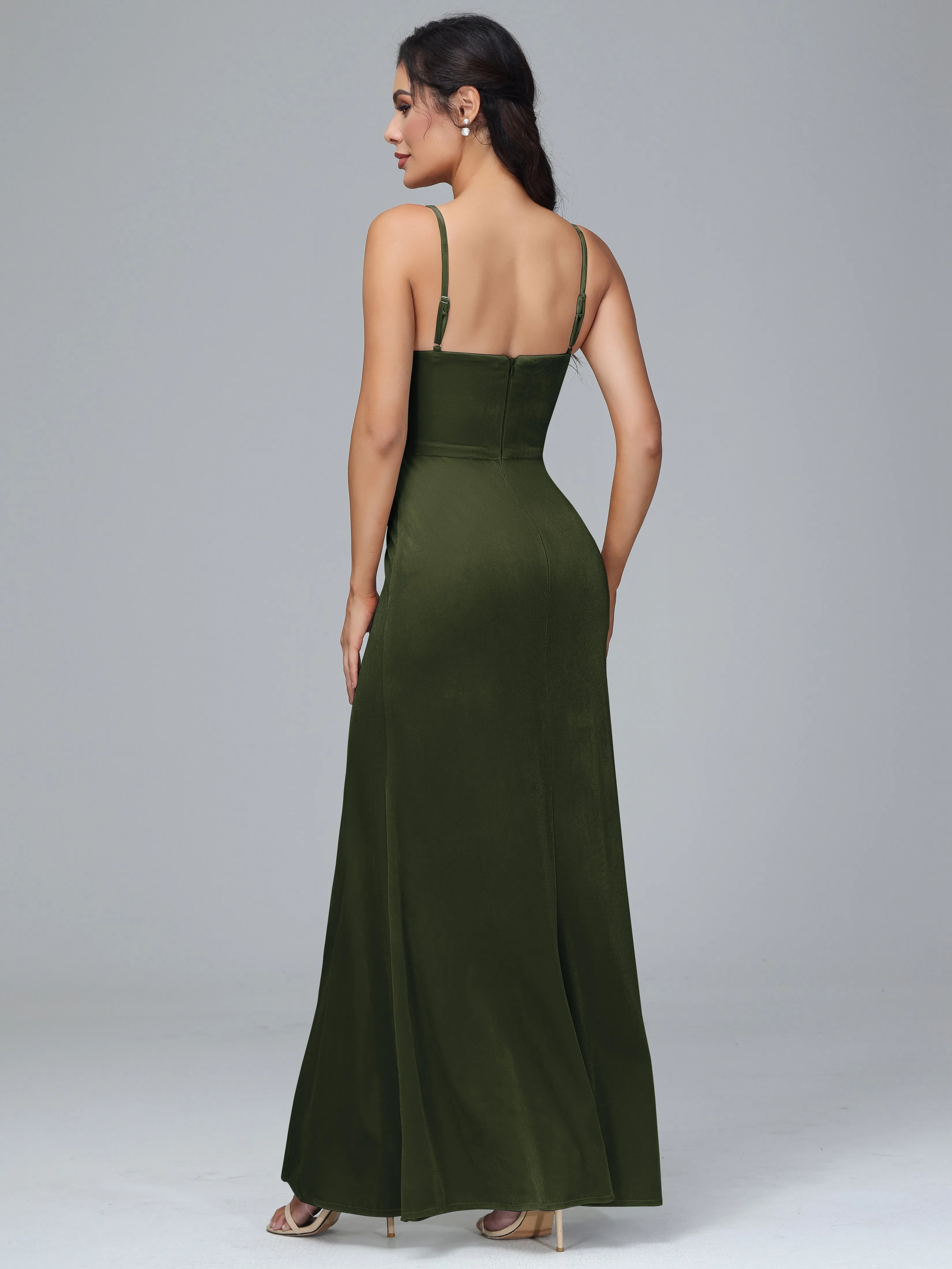 Floor-length Velvet Bridesmaid Dress Plus Size