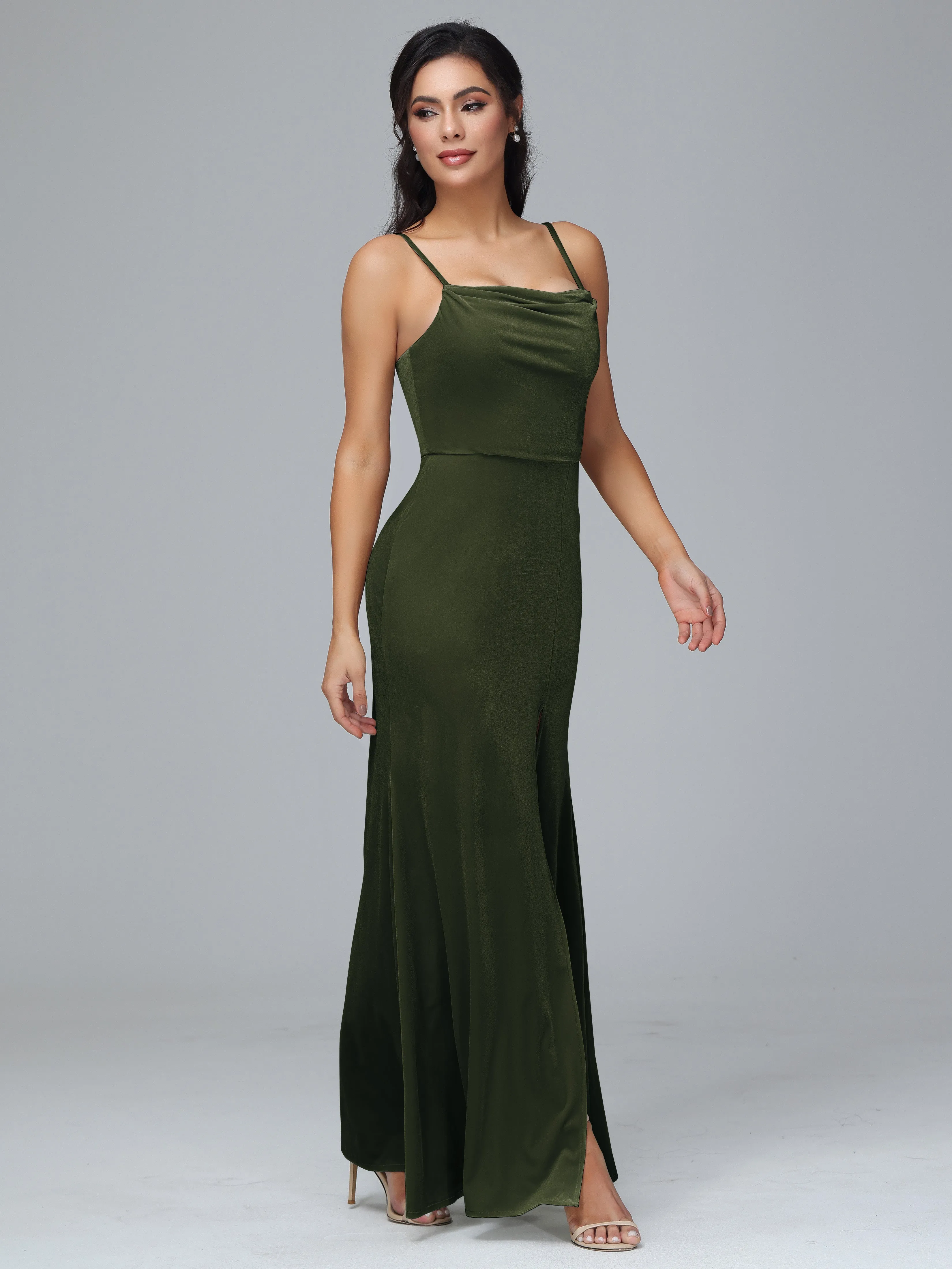 Floor-length Velvet Bridesmaid Dress Plus Size