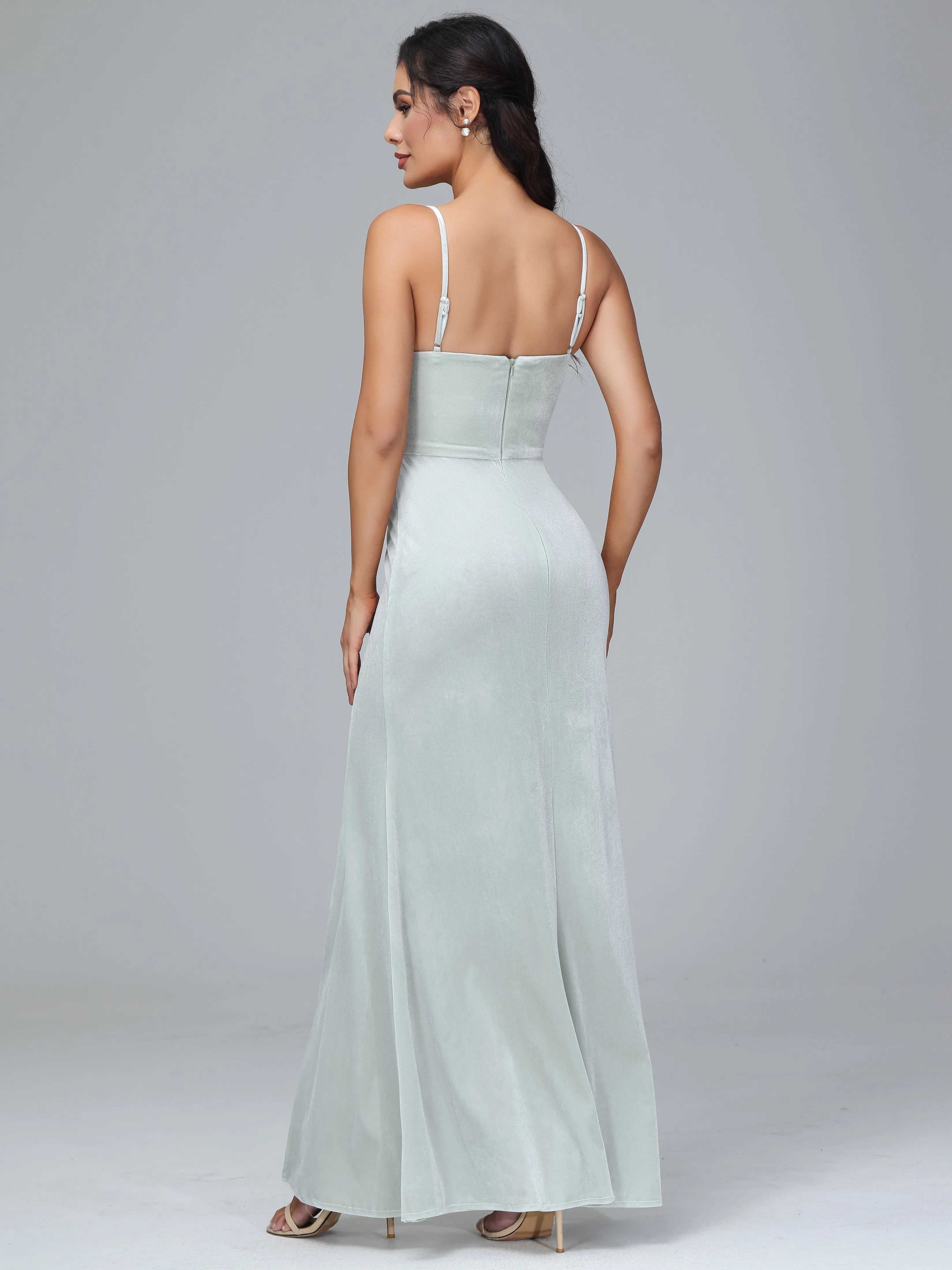 Floor-length Velvet Bridesmaid Dress Plus Size