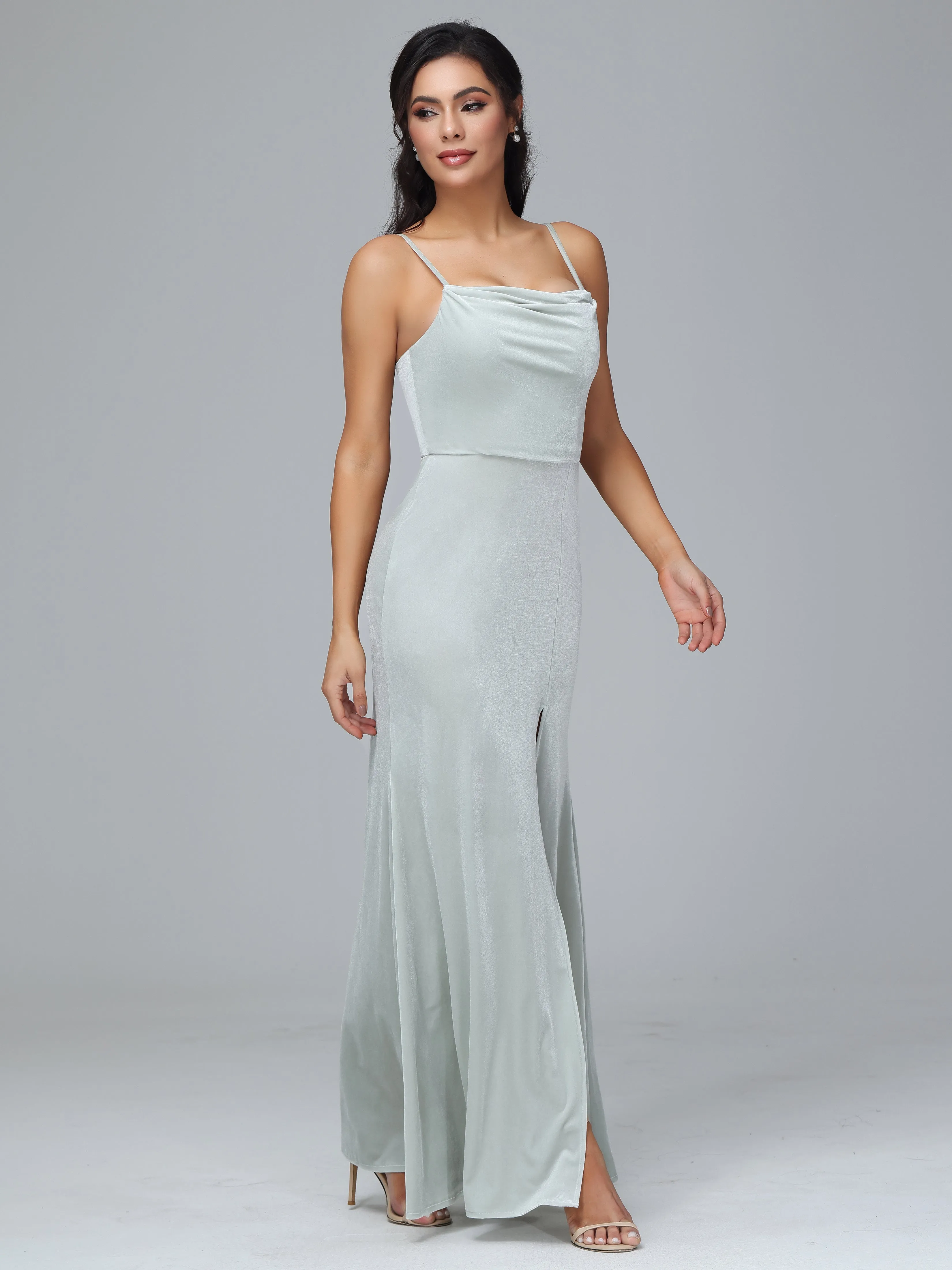 Floor-length Velvet Bridesmaid Dress Plus Size