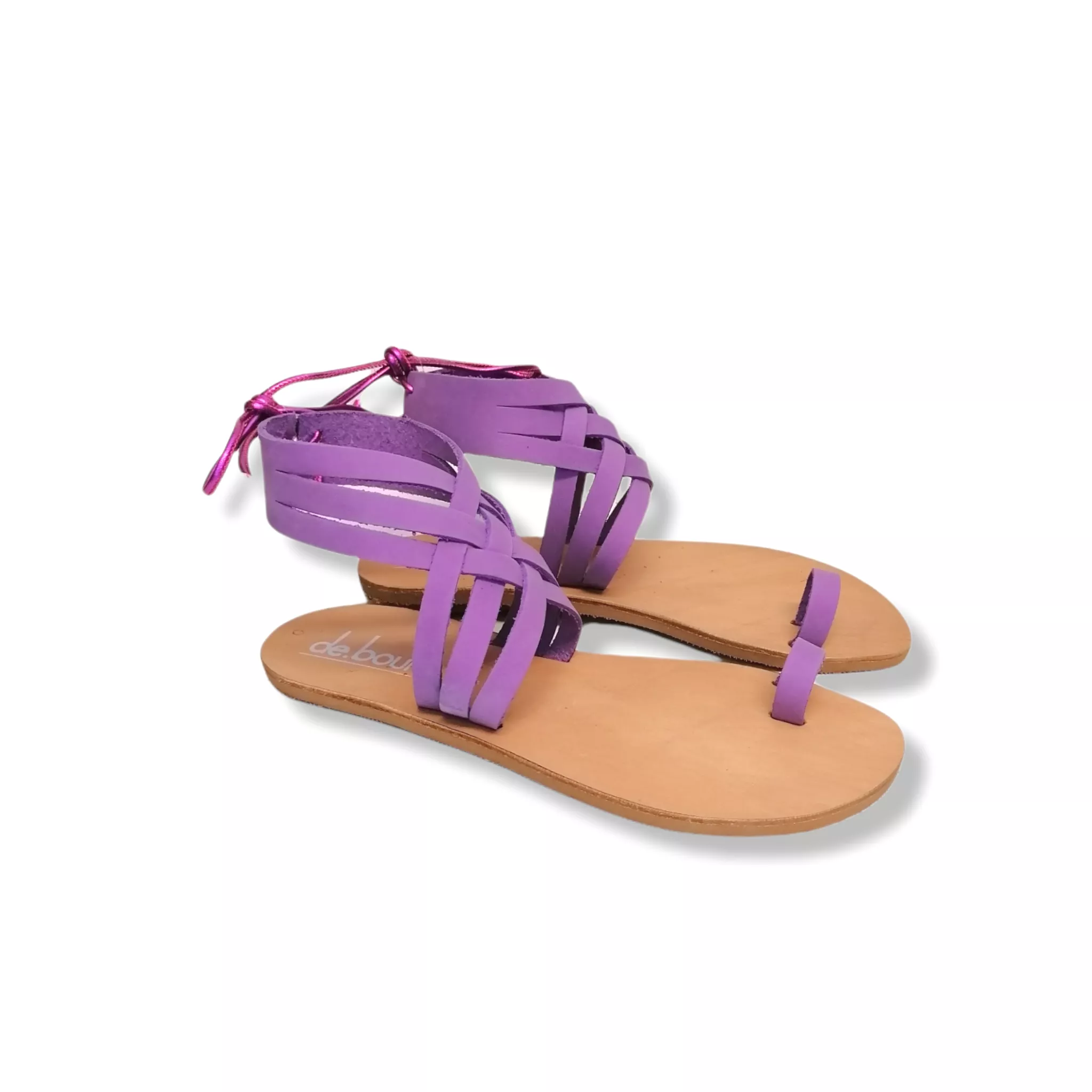 Elektra Purple Leather Sandals