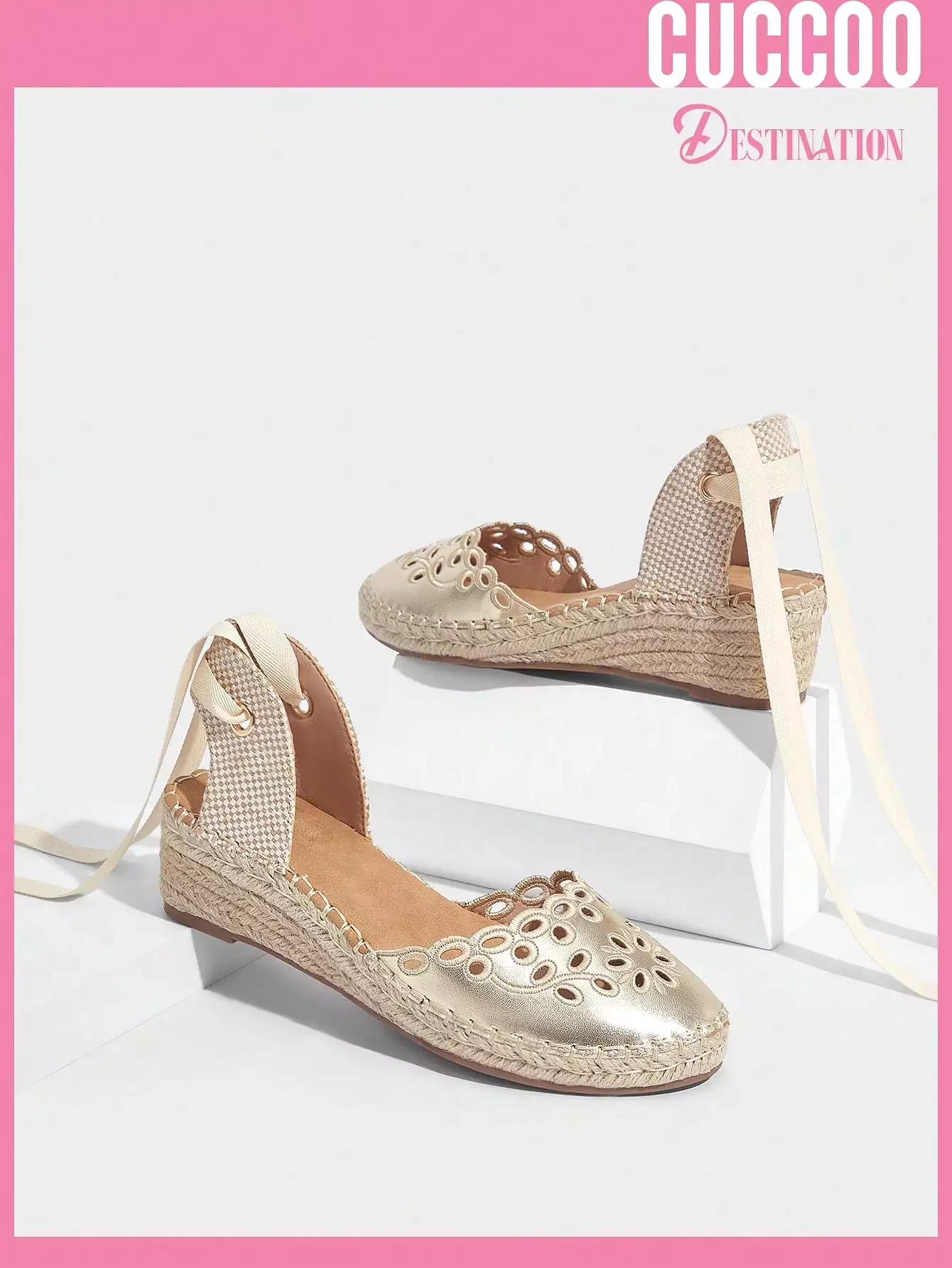 Embroidered Rope Wedge Sandals for Women - Spring Summer Collection