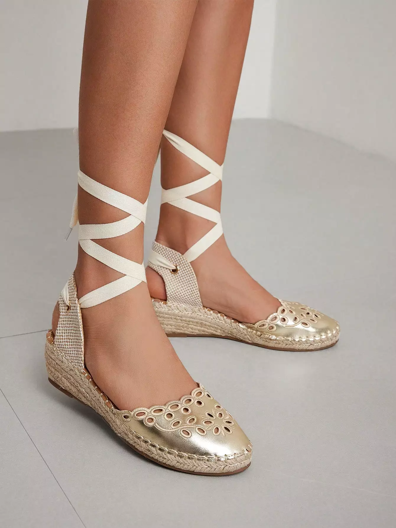 Embroidered Rope Wedge Sandals for Women - Spring Summer Collection