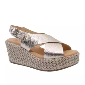 Espadrille Wedge Sandal, Gold - Pitillos