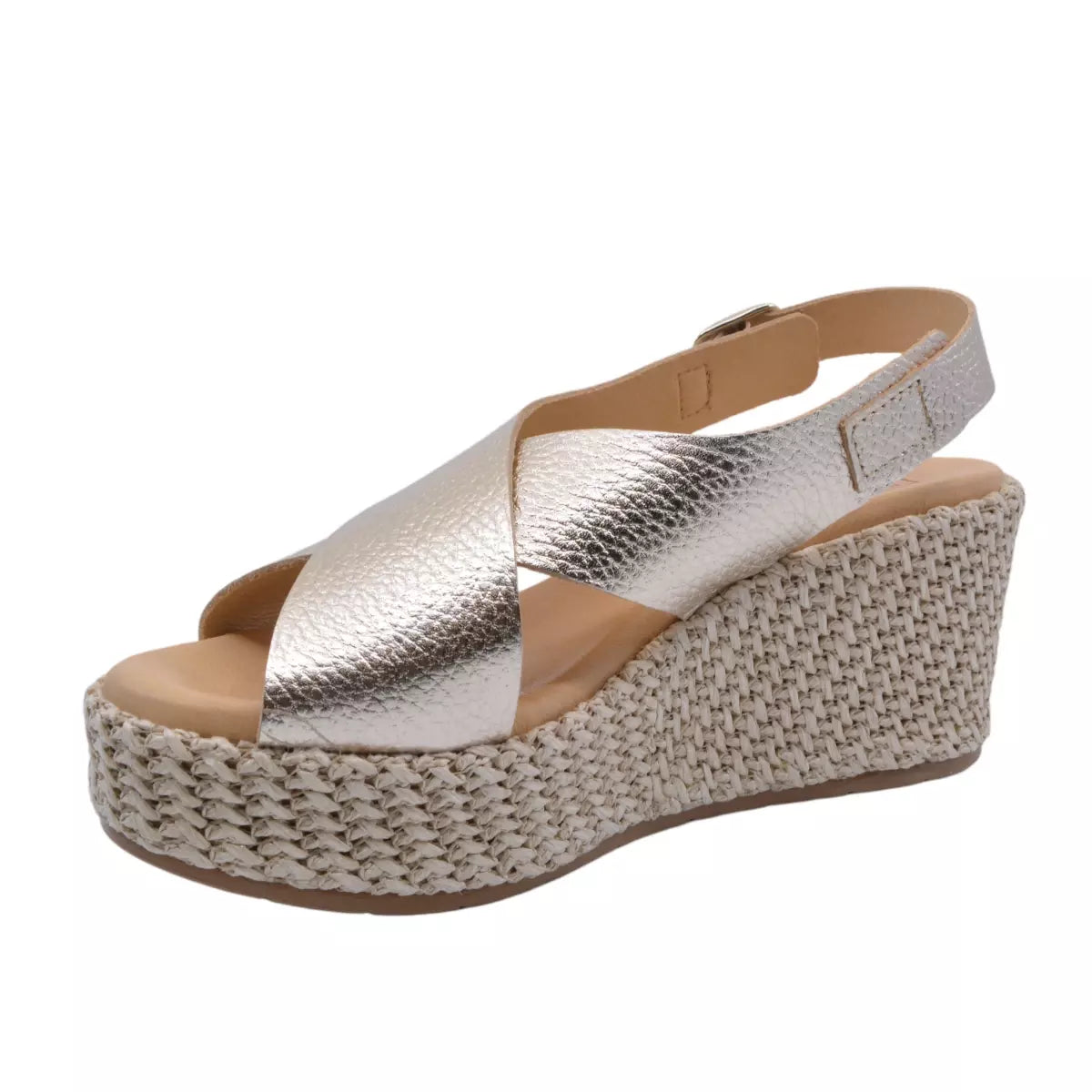 Espadrille Wedge Sandal, Gold - Pitillos