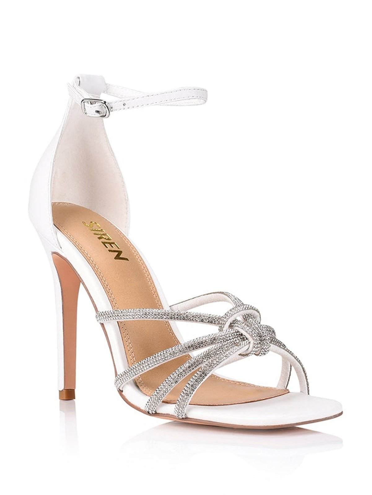 Evie White Leather Stiletto Heel