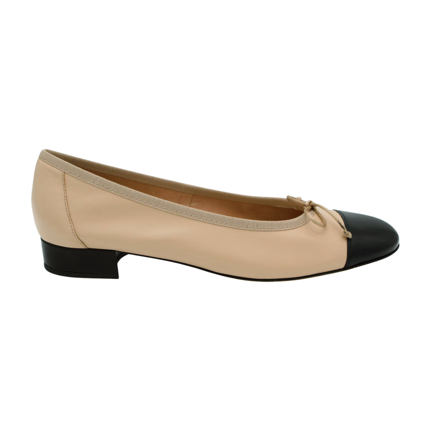 FABUCCI Camel Black leather Ballet Flat