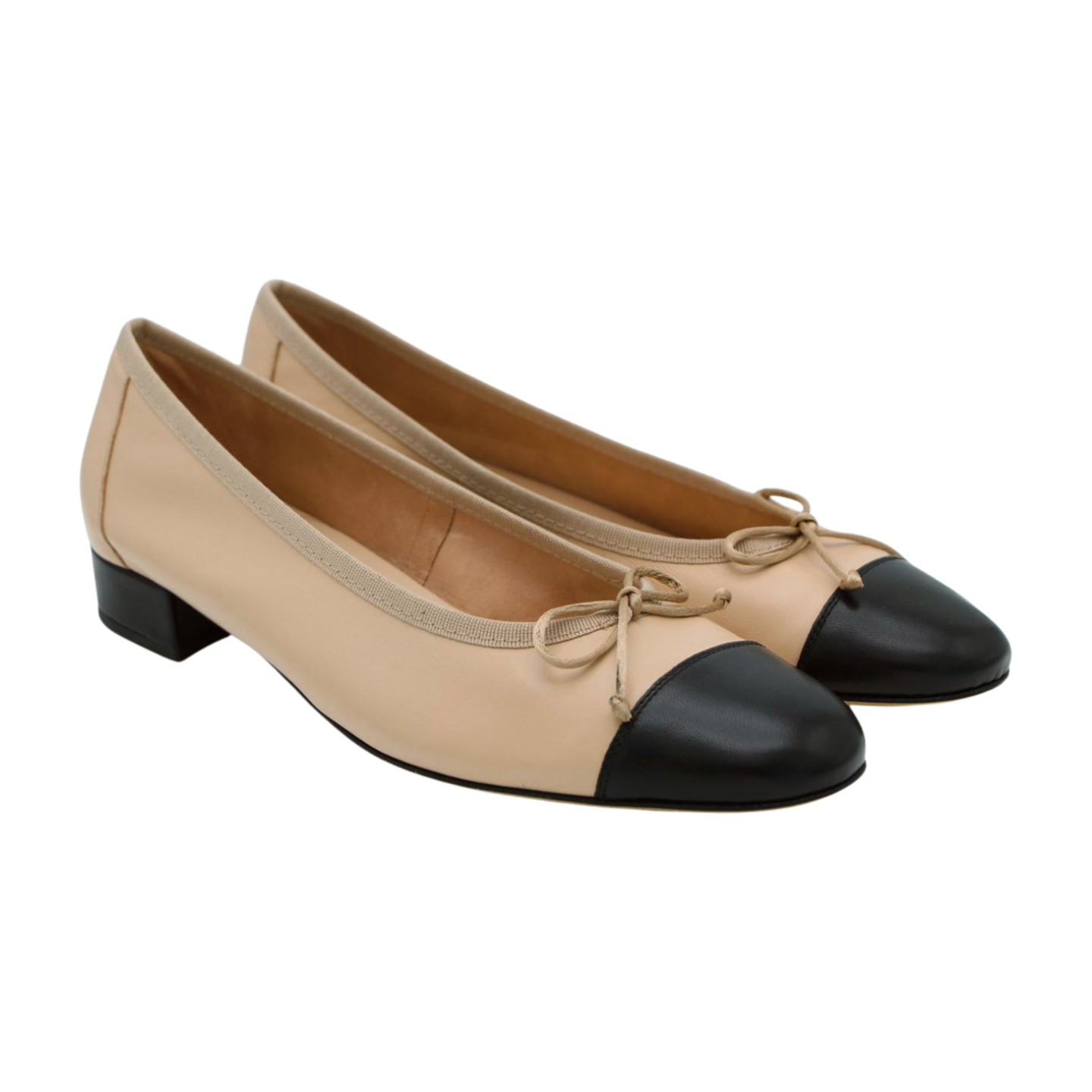 FABUCCI Camel Black leather Ballet Flat