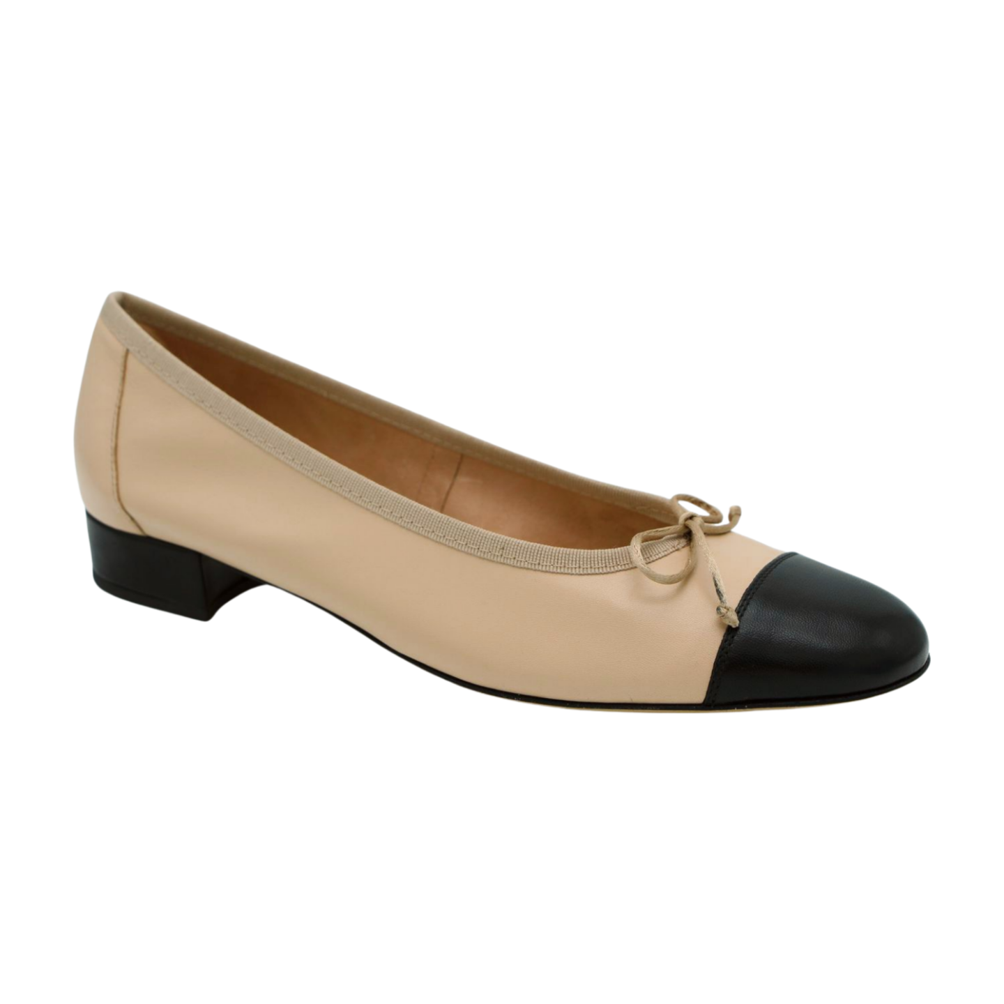 FABUCCI Camel Black leather Ballet Flat