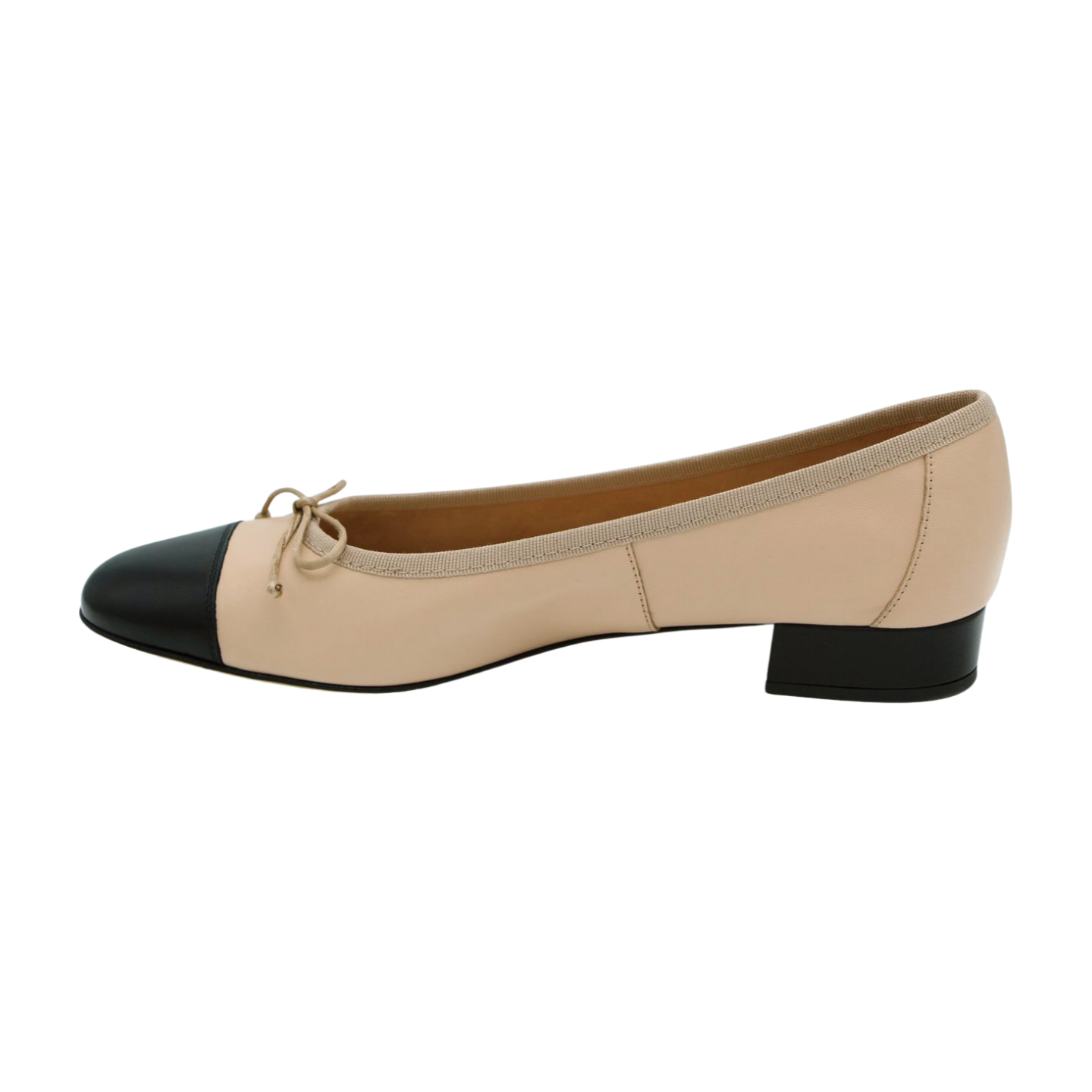 FABUCCI Camel Black leather Ballet Flat