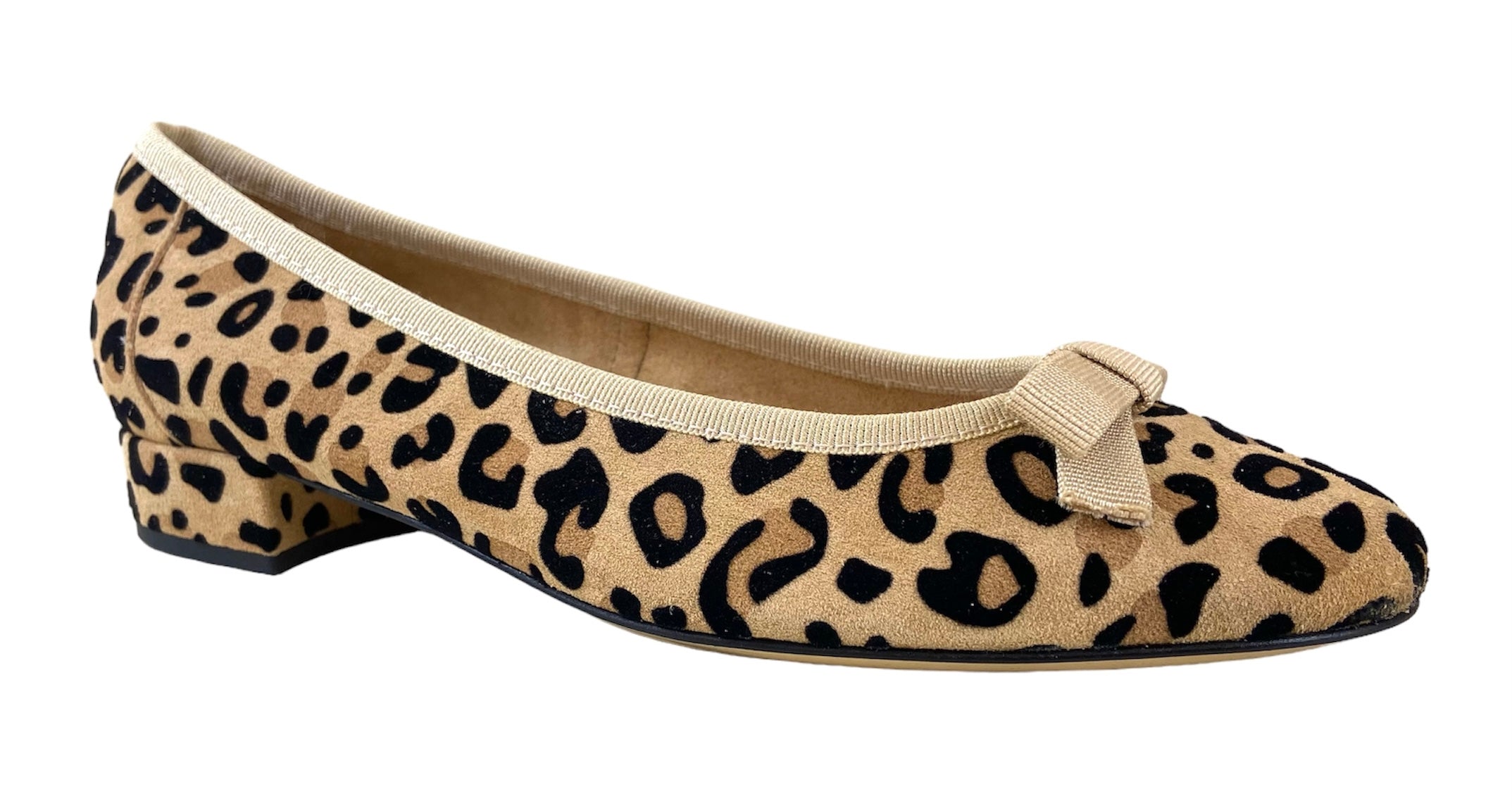 Fabucci Leopard Print Ballerina Flats with Cream Trim