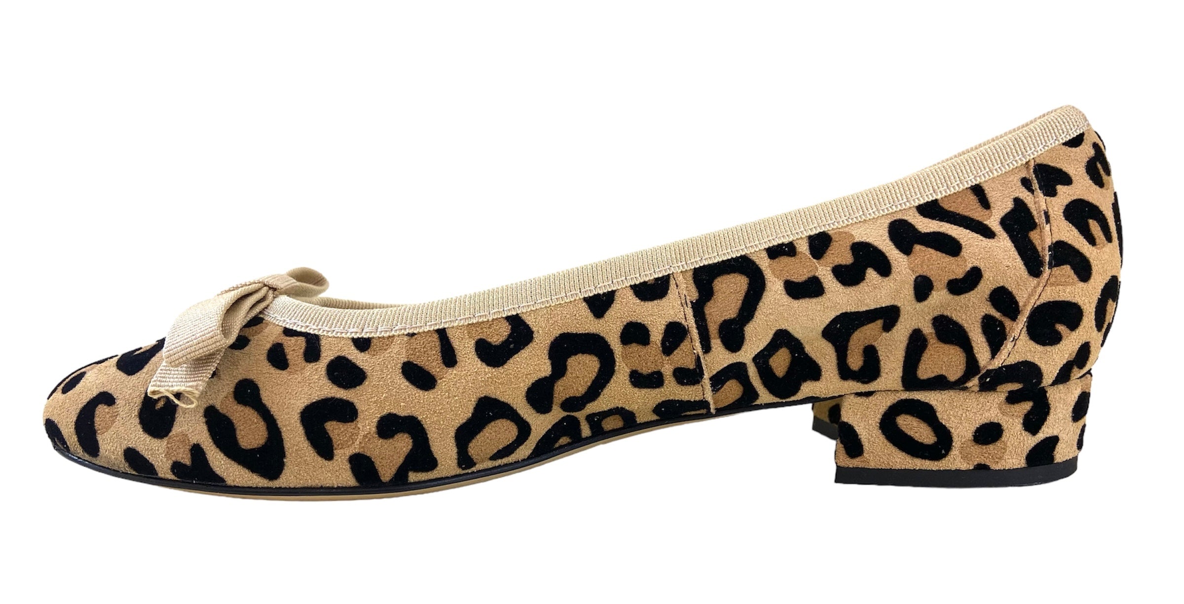 Fabucci Leopard Print Ballerina Flats with Cream Trim