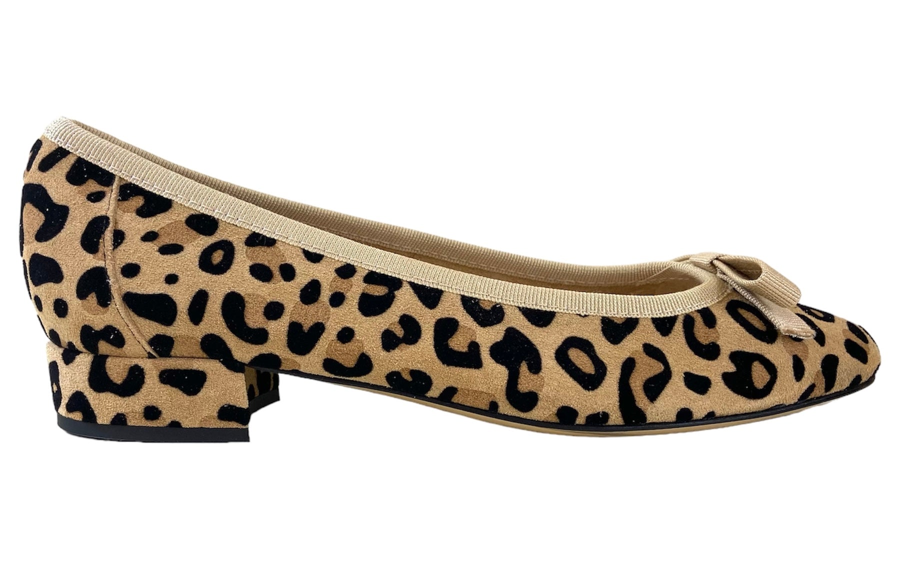 Fabucci Leopard Print Ballerina Flats with Cream Trim