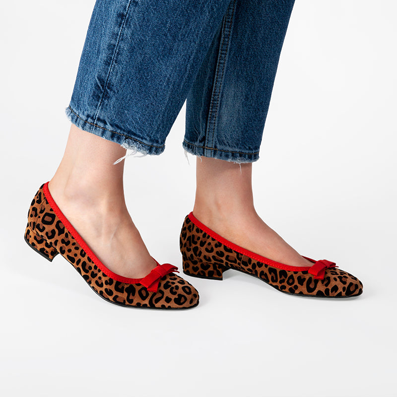 Fabucci Leopard Print Ballerina with Red Bow - Shop Now!