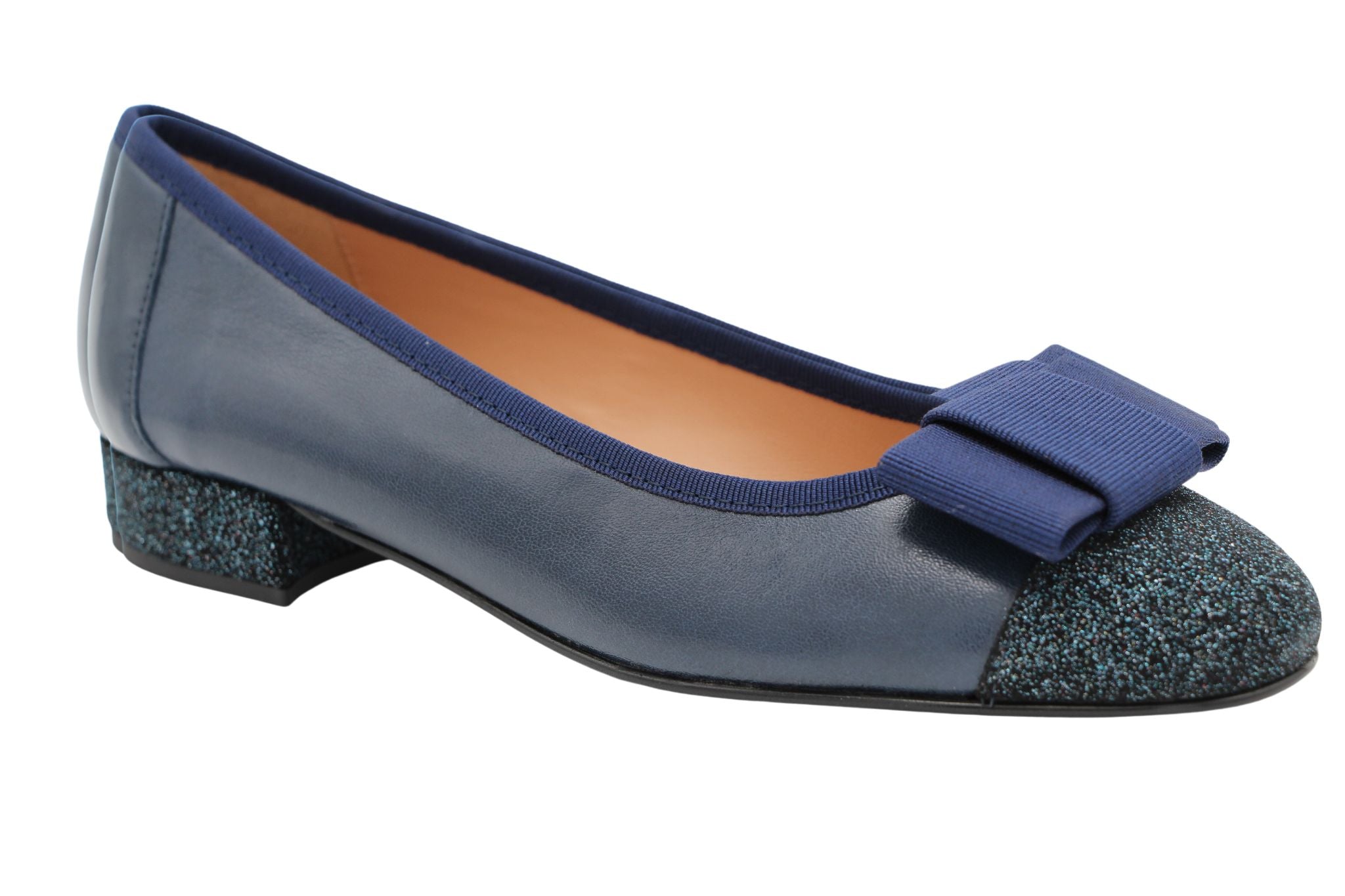 Fabucci Navy leather Ballerina Bow