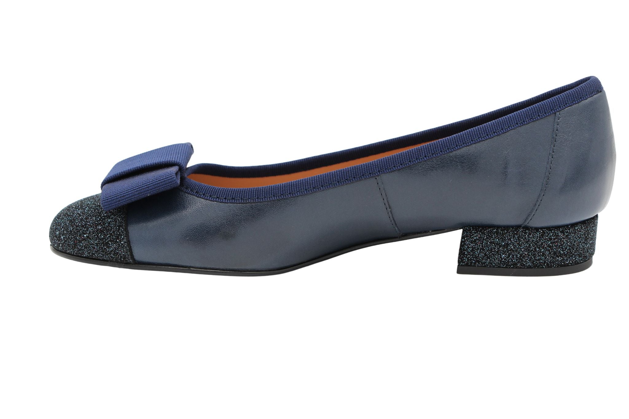 Fabucci Navy leather Ballerina Bow