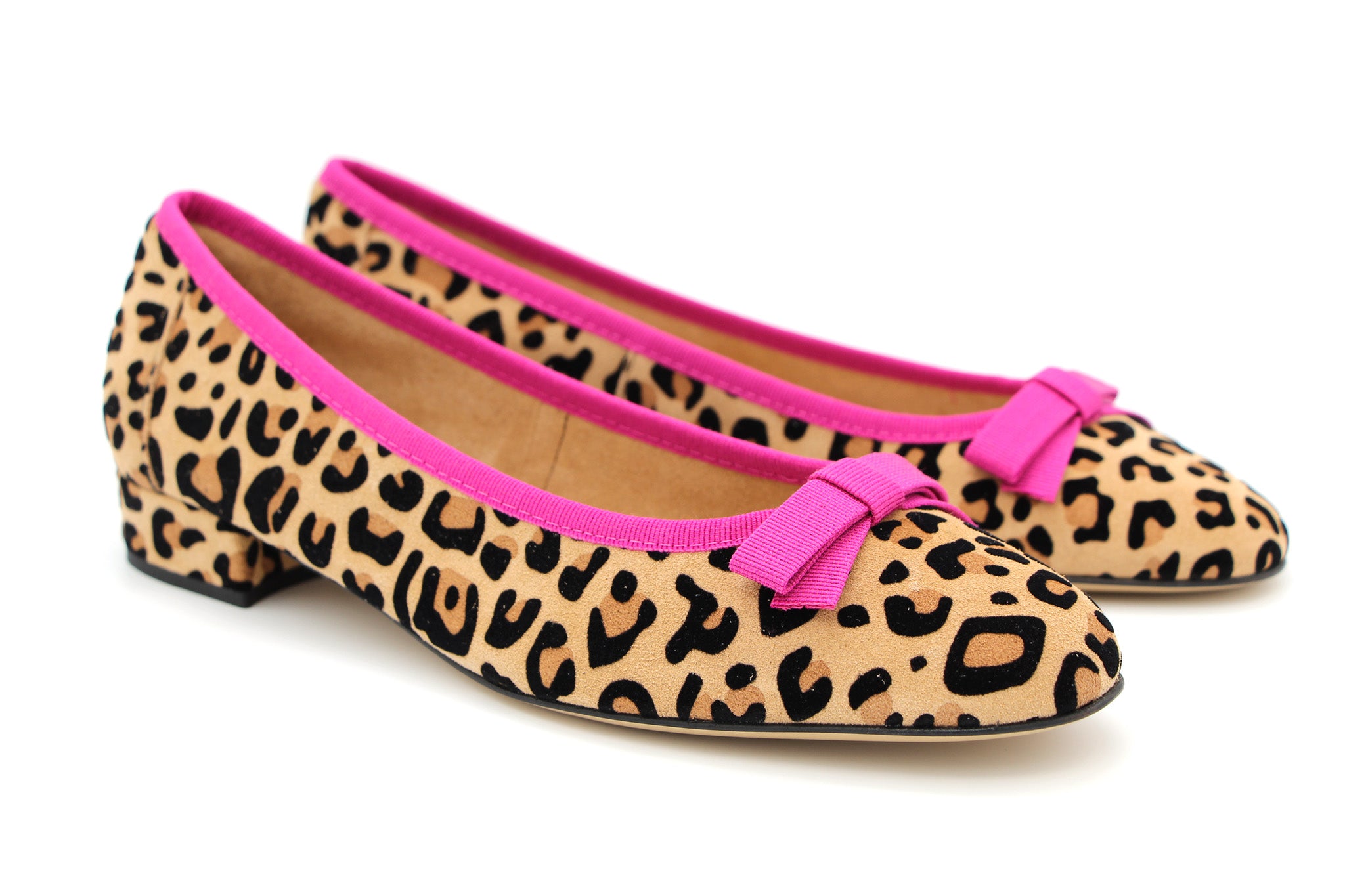 Fabucci Pink Piping Leopard Print Ballet Flat