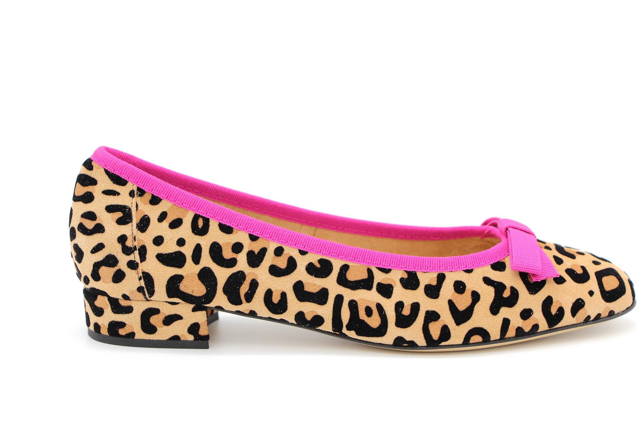 Fabucci Pink Piping Leopard Print Ballet Flat