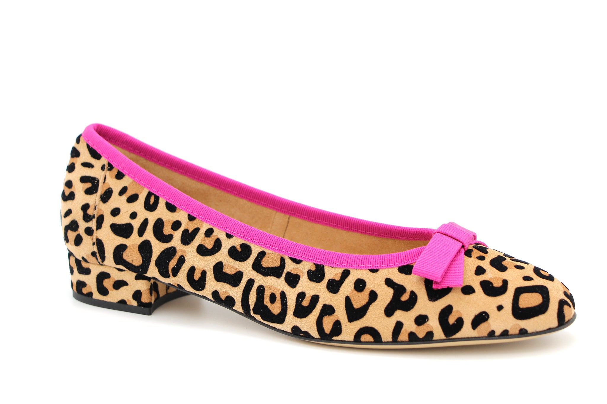 Fabucci Pink Piping Leopard Print Ballet Flat