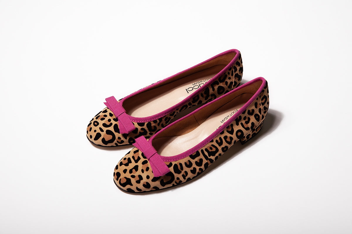 Fabucci Pink Piping Leopard Print Ballet Flat