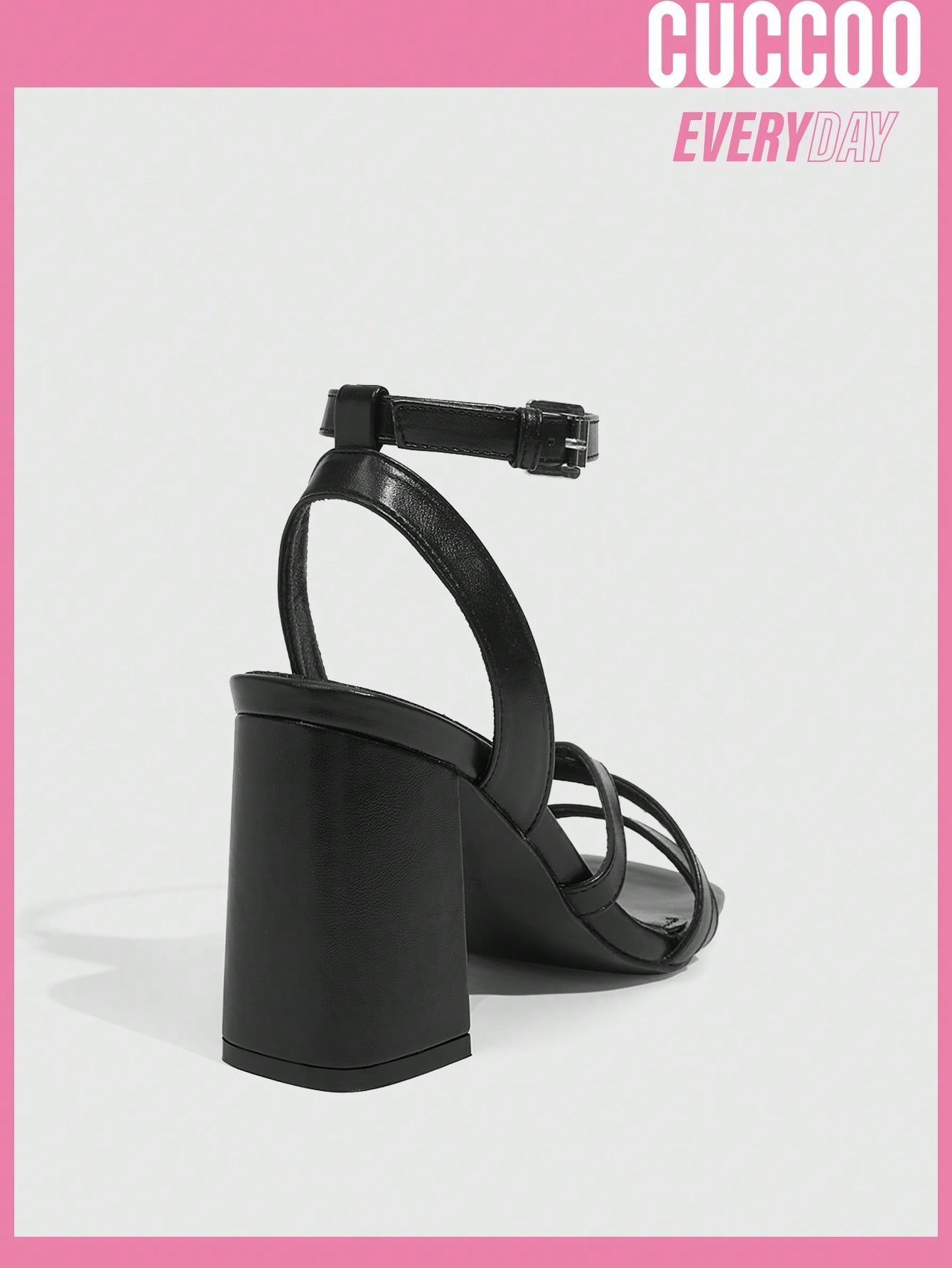 Fashionable ankle strap high heel sandals for women, black color, ideal for spring and summer.