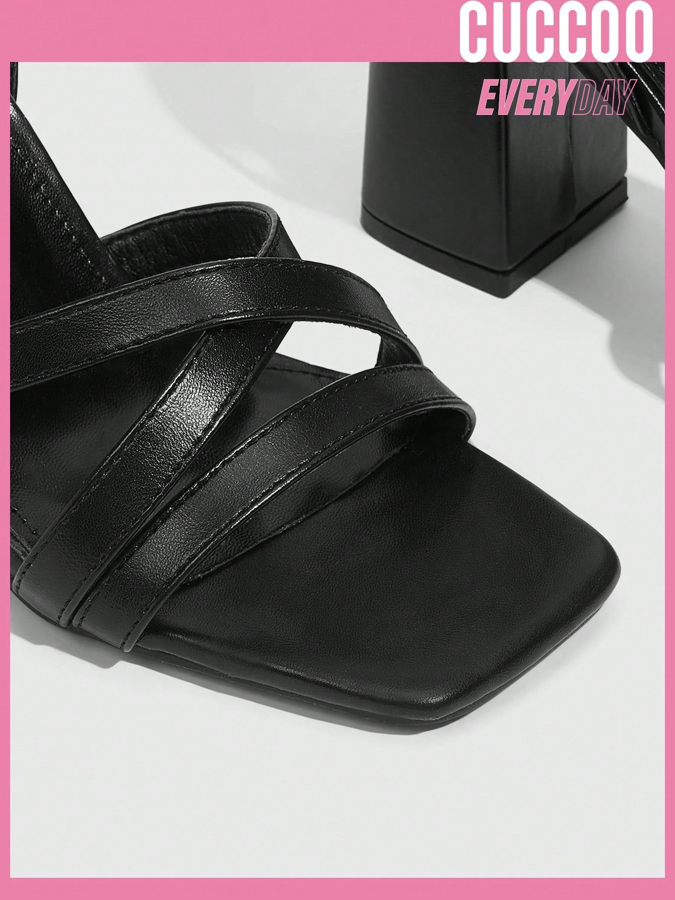 Fashionable ankle strap high heel sandals for women, black color, ideal for spring and summer.